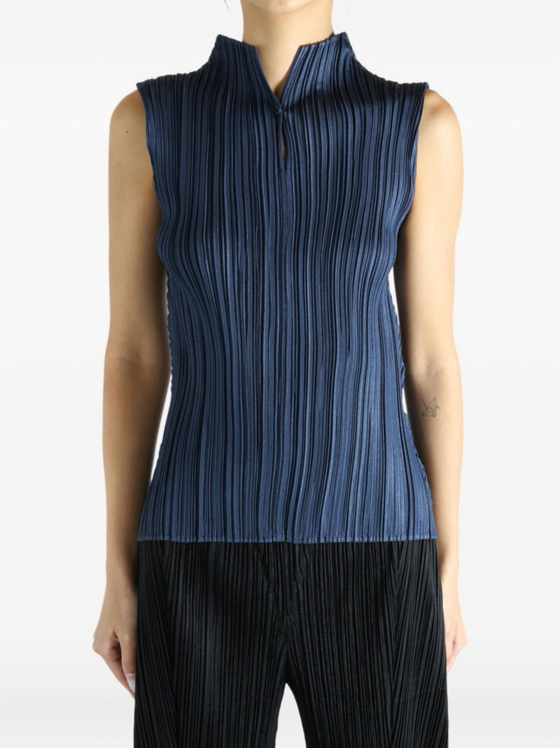 Pleats Please Issey Miyake pleated funnel-neck top outlook