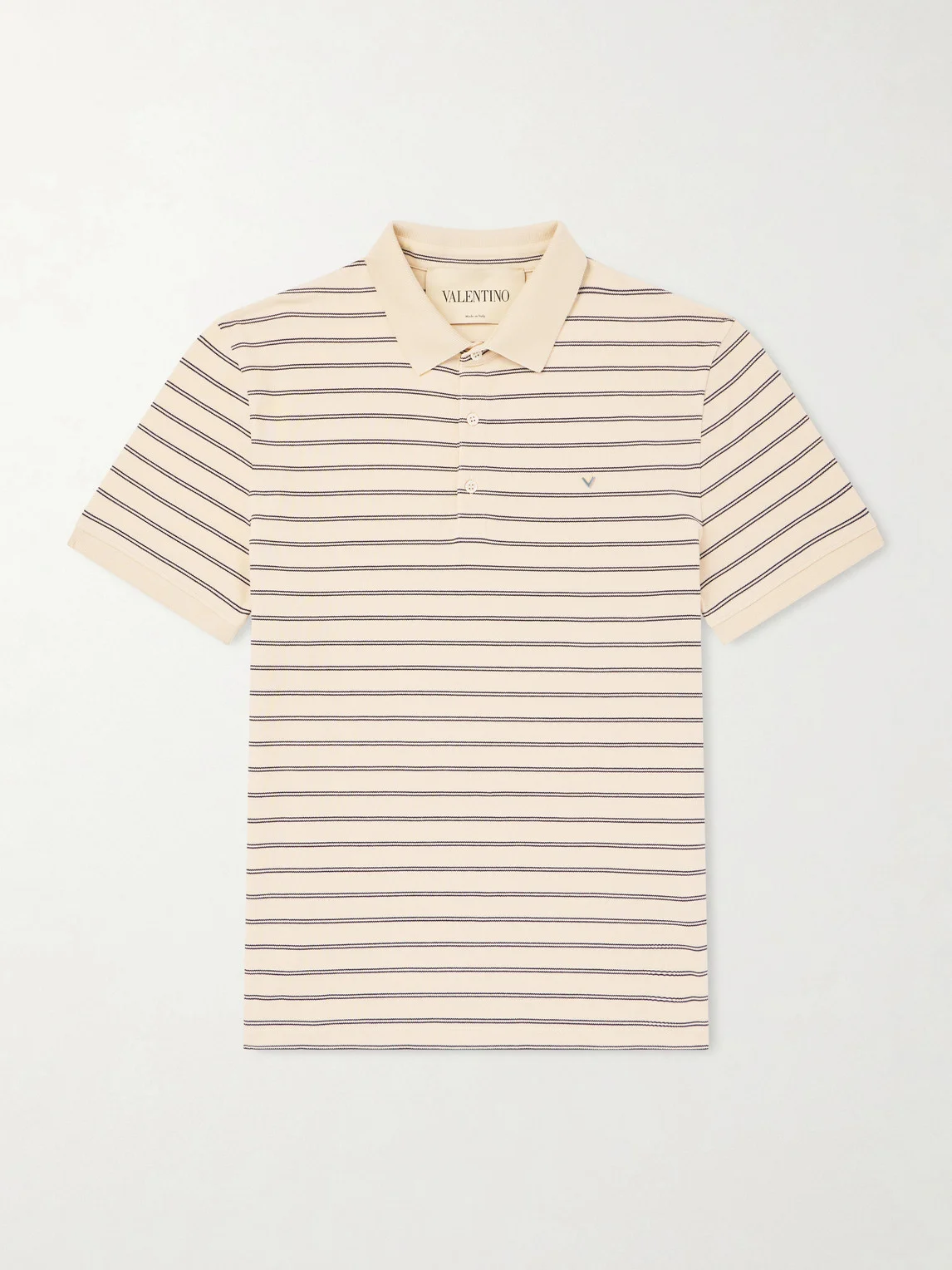 VLogo Striped Cotton-Piqué Polo Shirt - 1