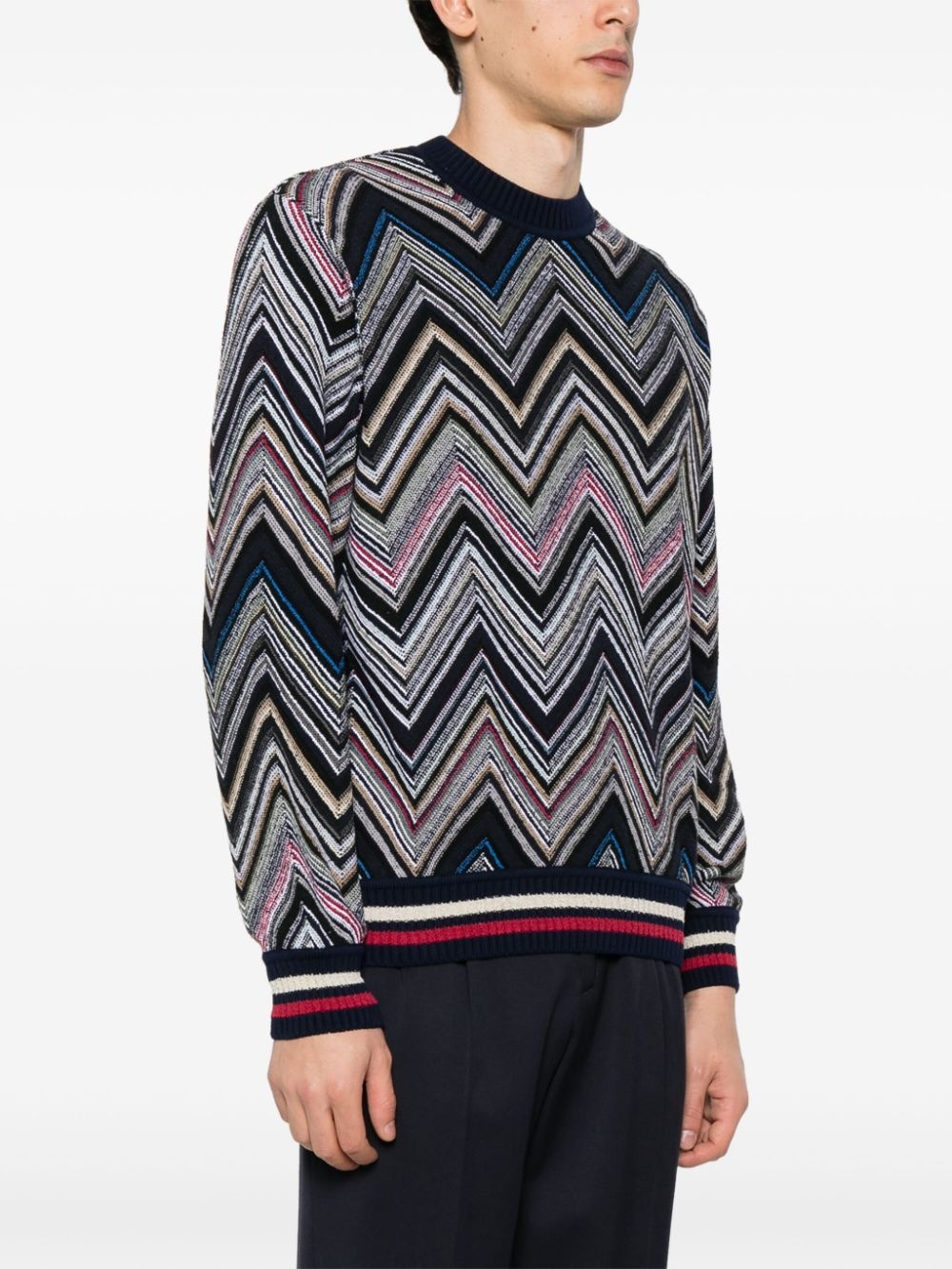 chevron-knit jumper - 3