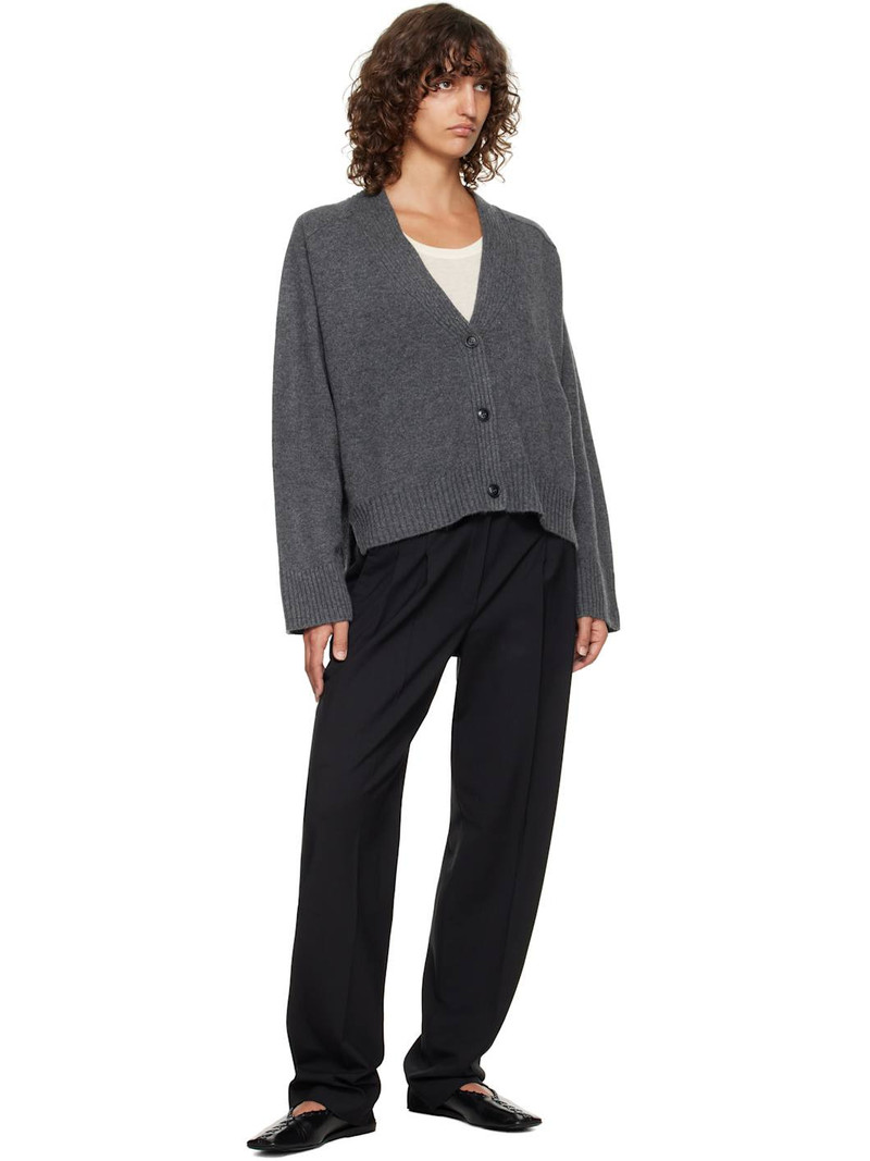 Loulou de Saison Gray Kaia LDS Ribbed Neckline Cardigan outlook
