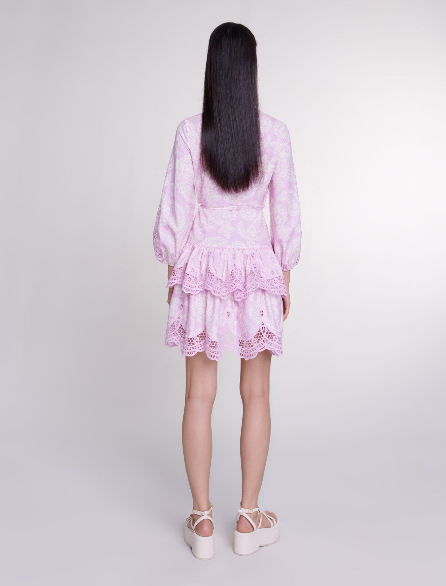 Patterned linen wrap dress - 4