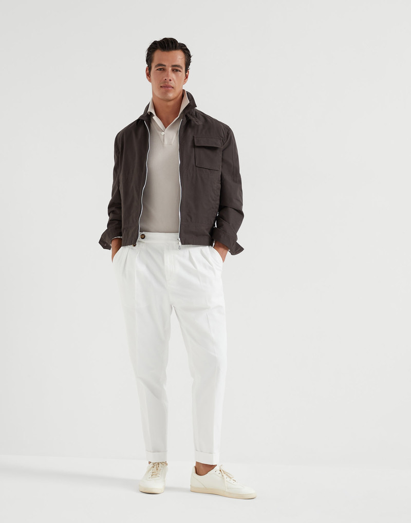 Cotton lightweight knit polo with camp collar 5