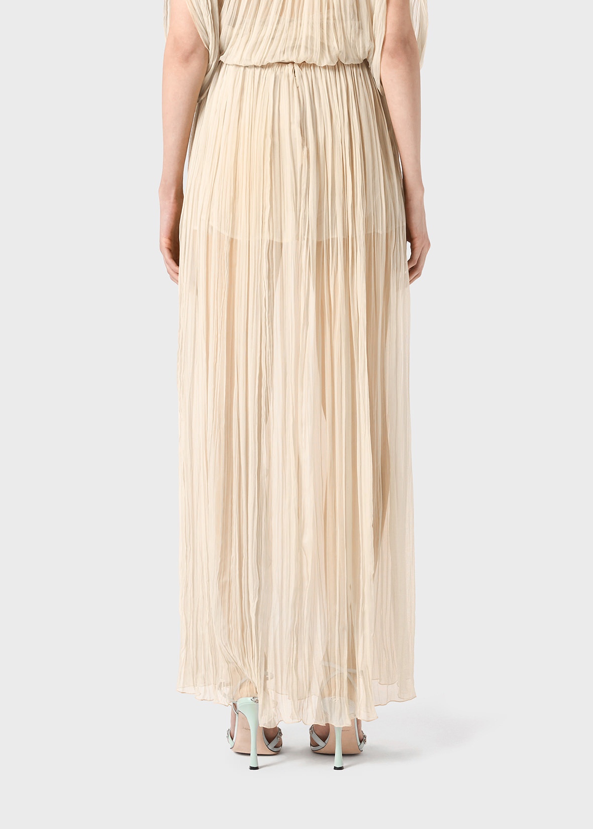 PLEATED SKIRT IN SILK CHIFFON WITH RUFFLES - 4