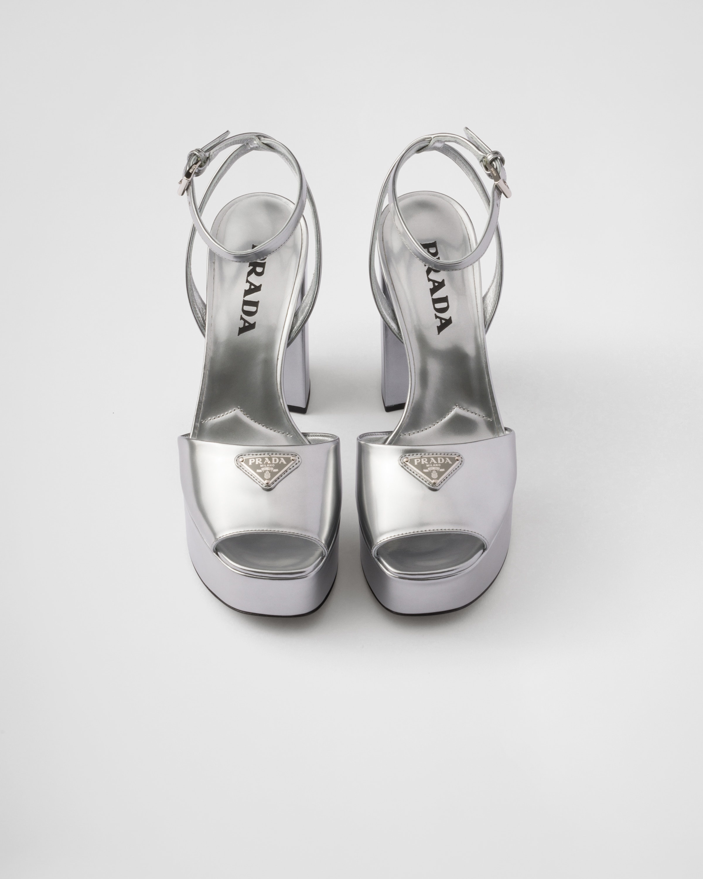 Metallic leather platform sandals - 3