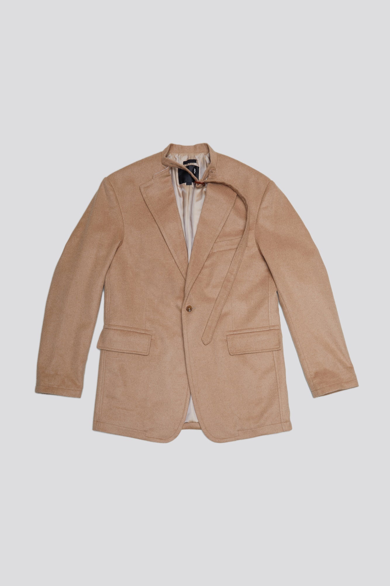 BELT COLLAR RAGGED BLAZER - CAMEL - 1