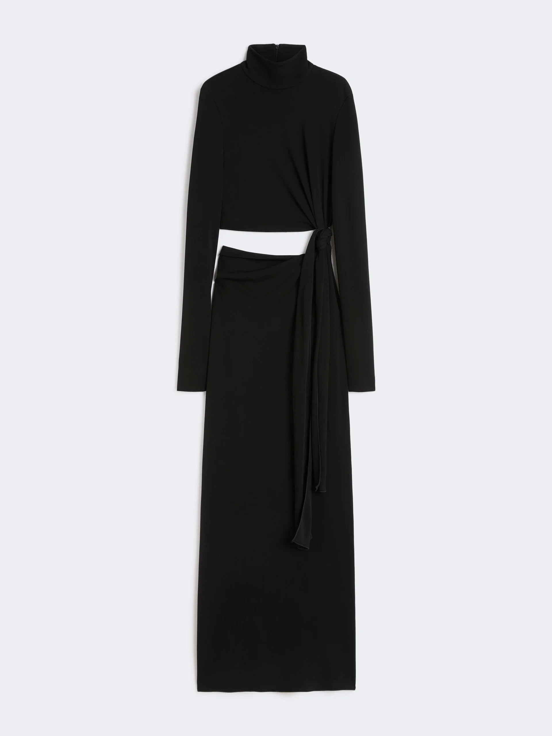 Jersey dress with knot - BLACK - 1