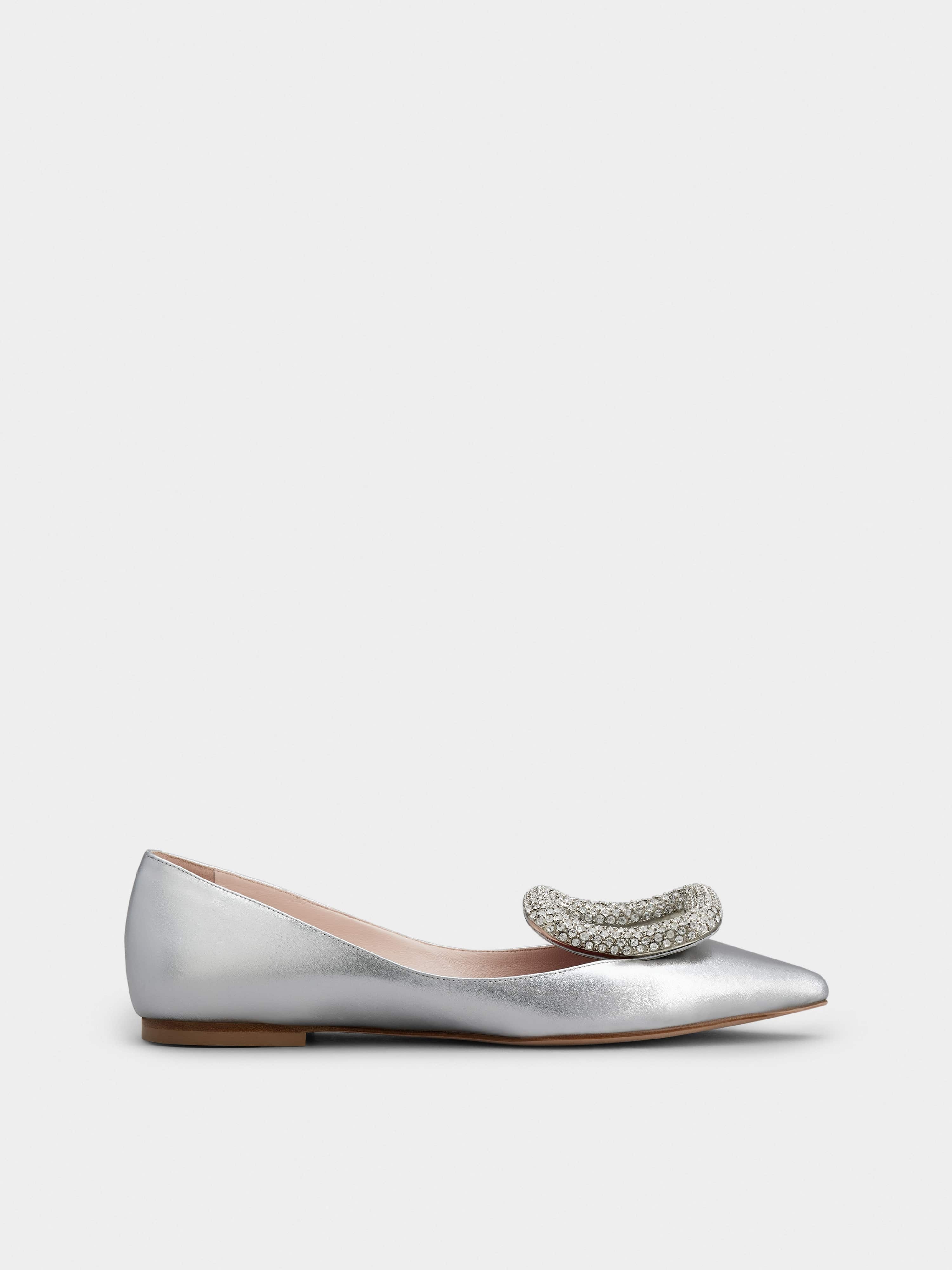 Viv' Choc Strass Buckle Ballerinas in Soft Leather - 1