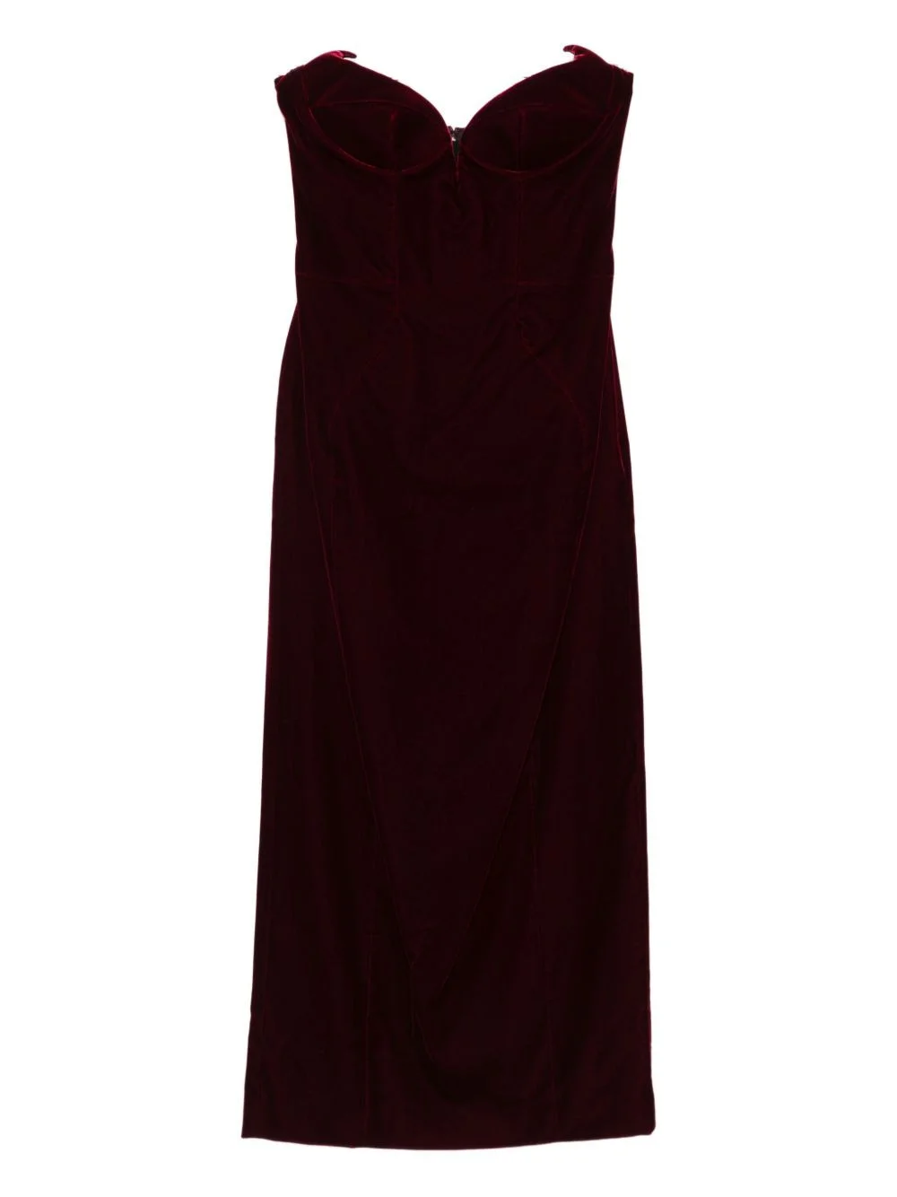 strapless velvet midi dress - 1