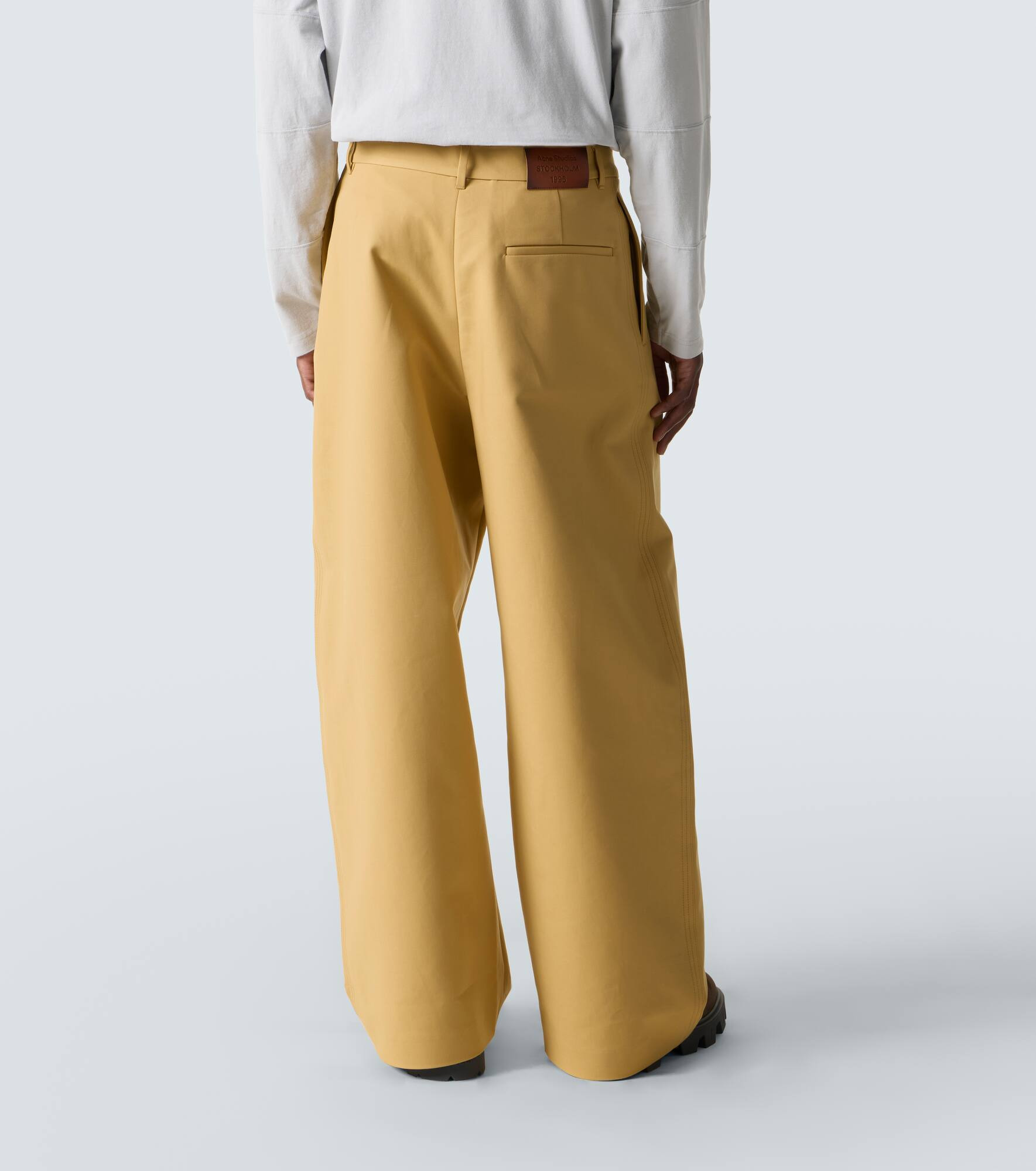 Mid-rise cotton satin wide-leg pants - 4