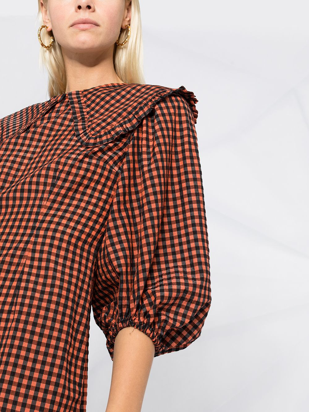 seersucker check mini dress - 3