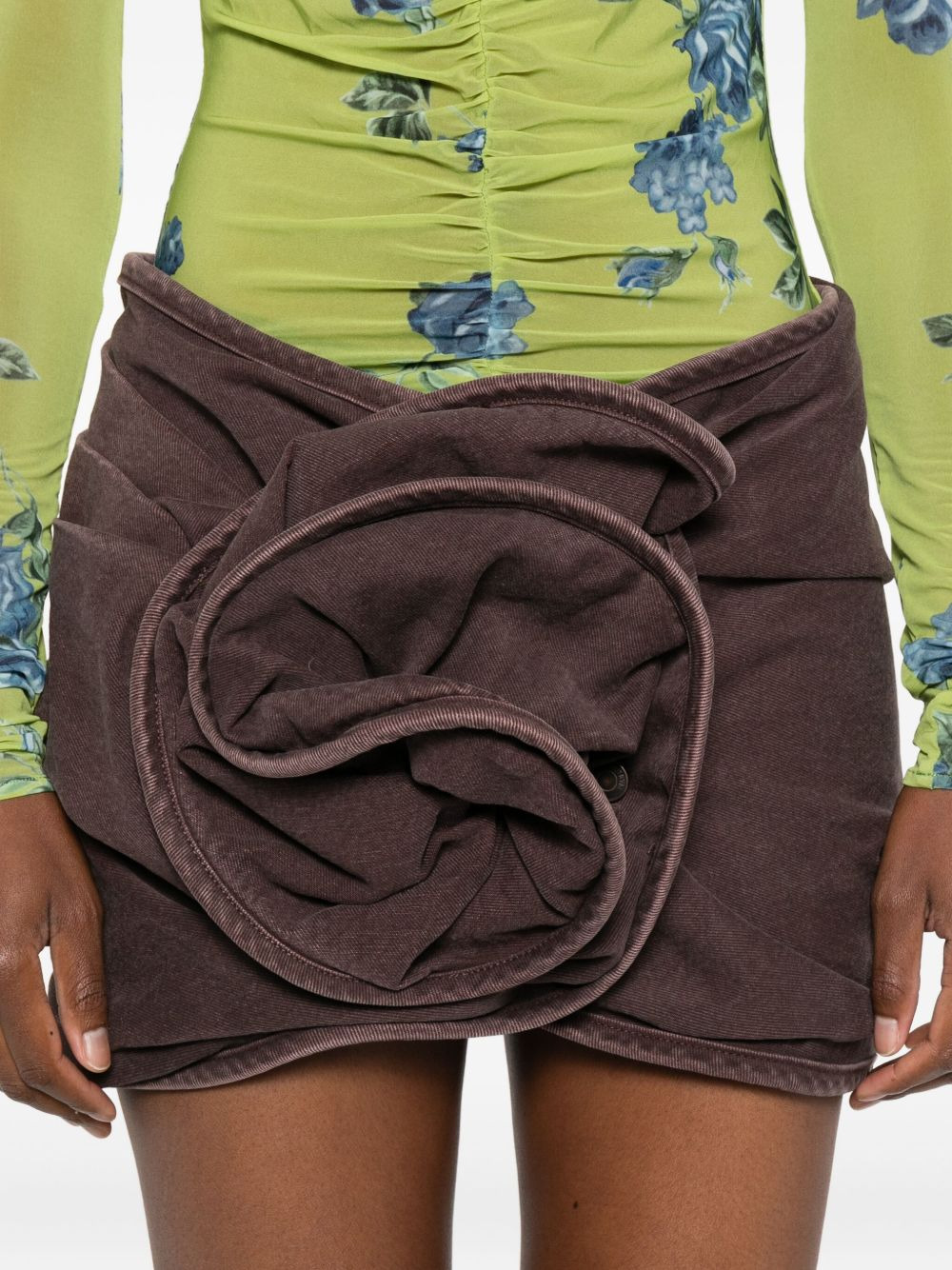 rose-shaped ruffled mini fitted skirt - 5