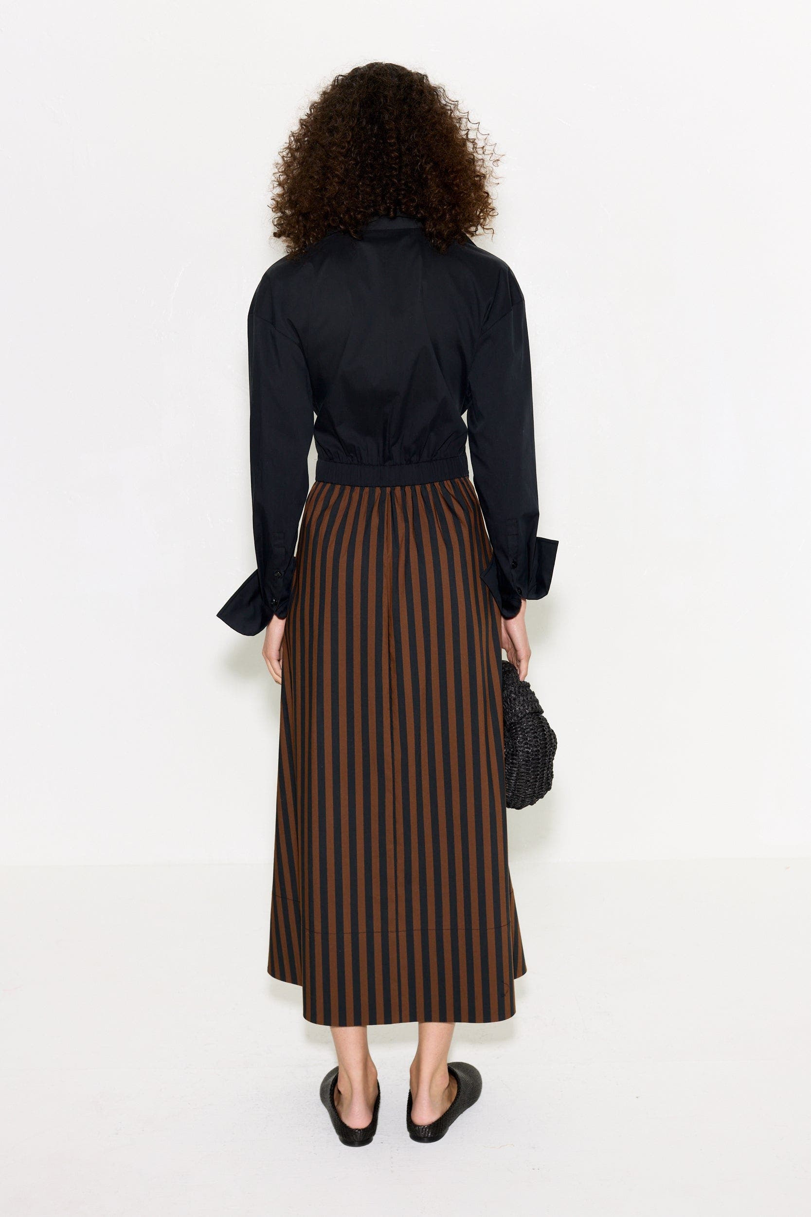 SIMONMILLER Inna Poplin Maxi Dress in Black/choco Brown Stripe at Nordstrom - 4
