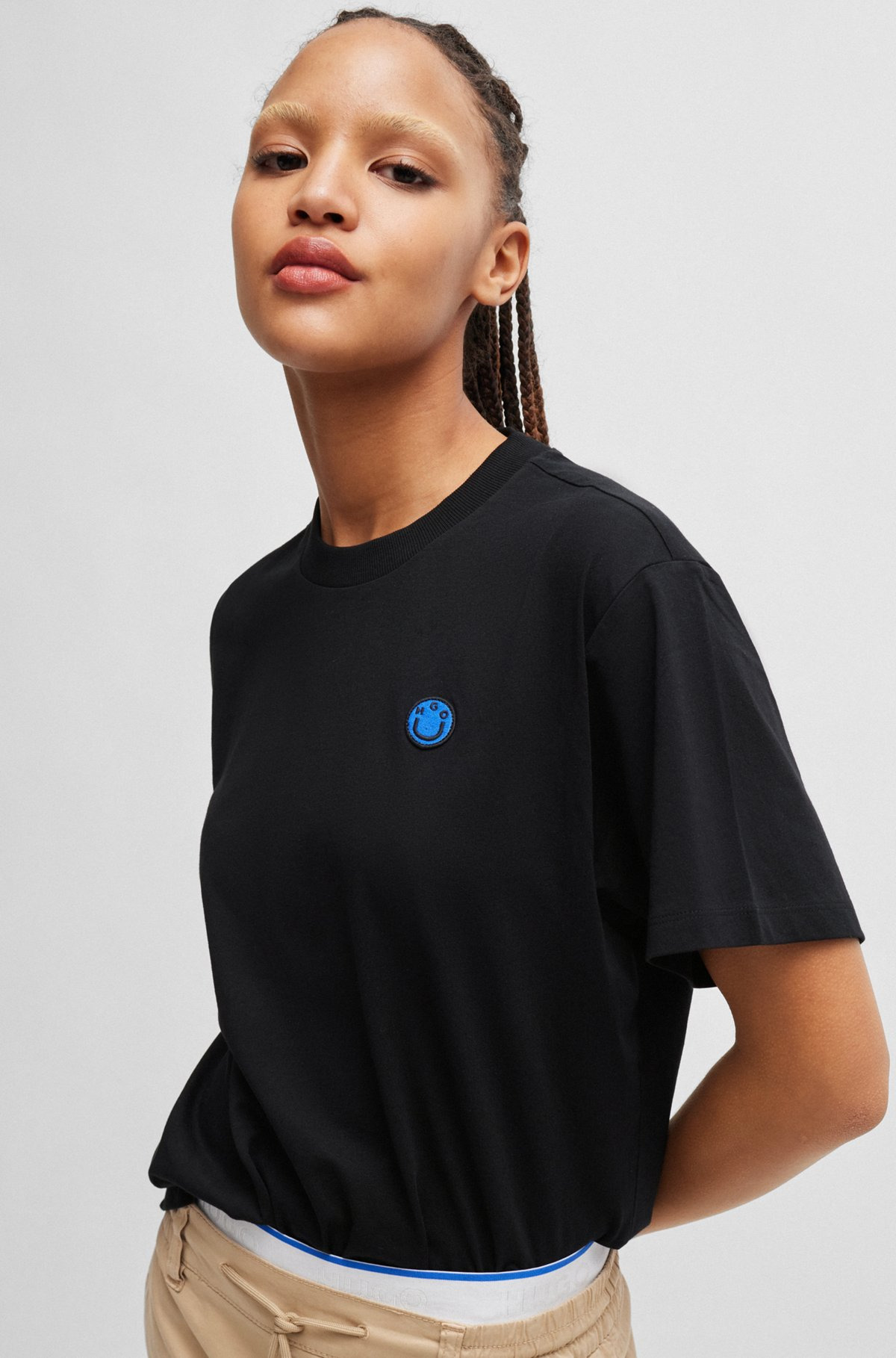 COTTON JERSEY T-SHIRT WITH CURVED LOGO - 5