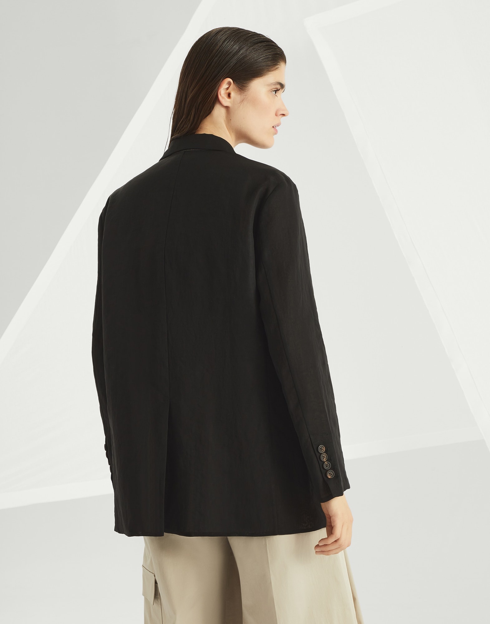 Cotton organza blazer with monili - 2