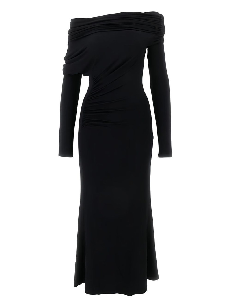 draped one-shoulder midi dress 1