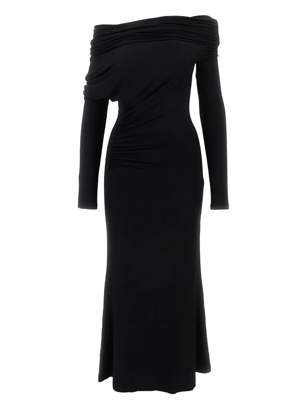 draped one-shoulder midi dress - 1