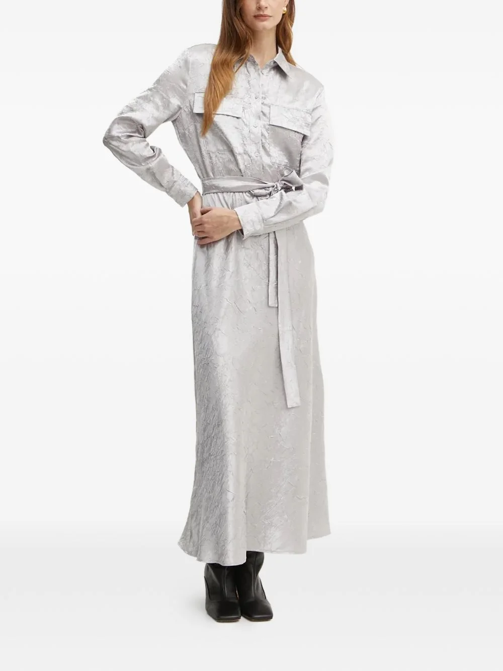 long-sleeve maxi shirt dress - 1