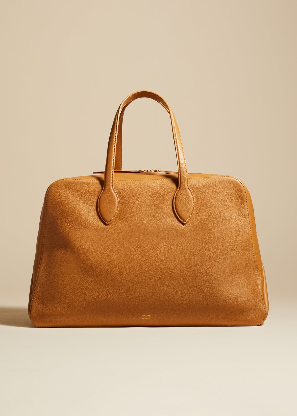 The Large Maeve Weekender Bag in Nougat Pebbled Leather - 1