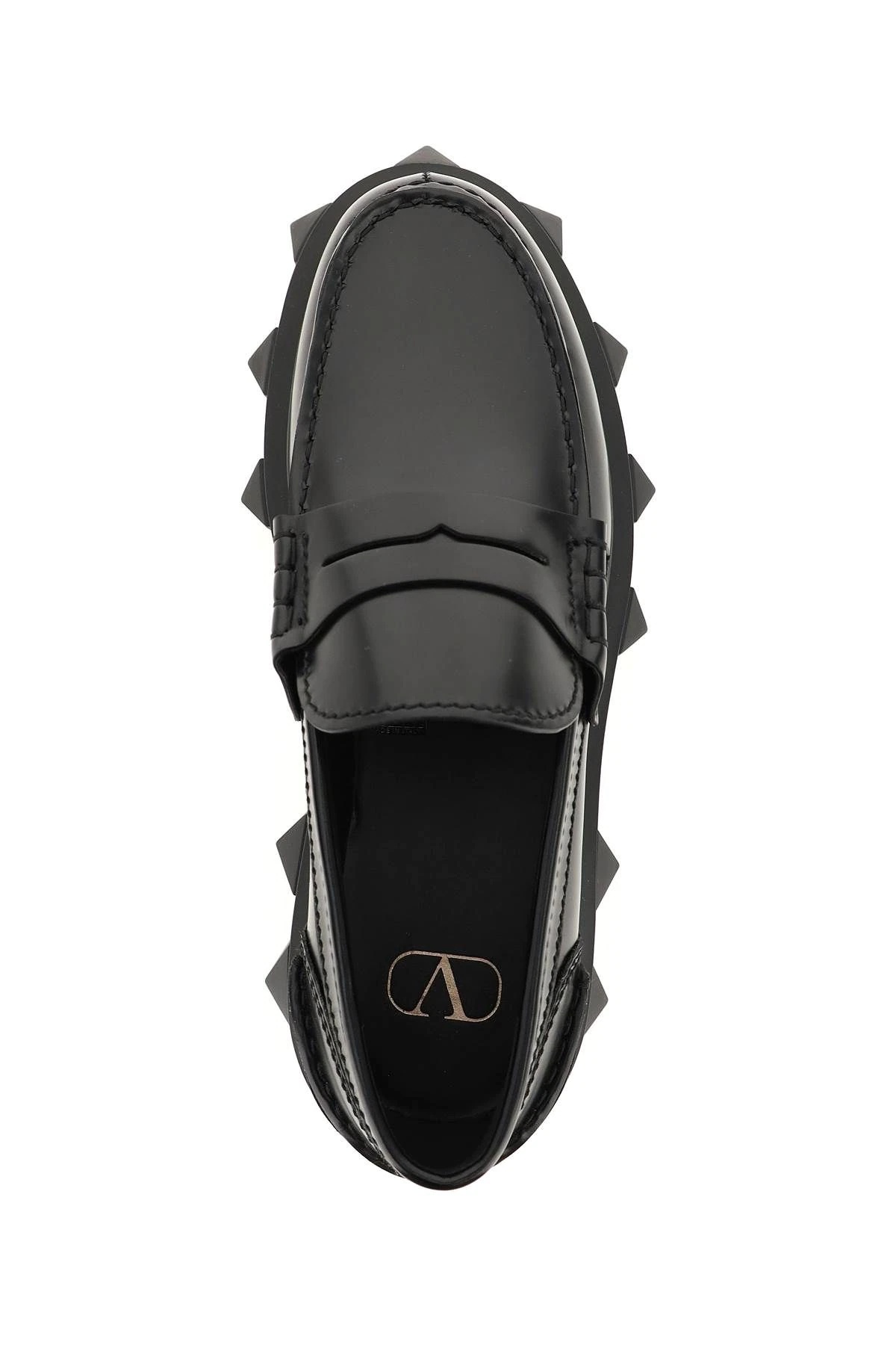 BRUSHED LEATHER TRACKSTUD LOAFERS - 3