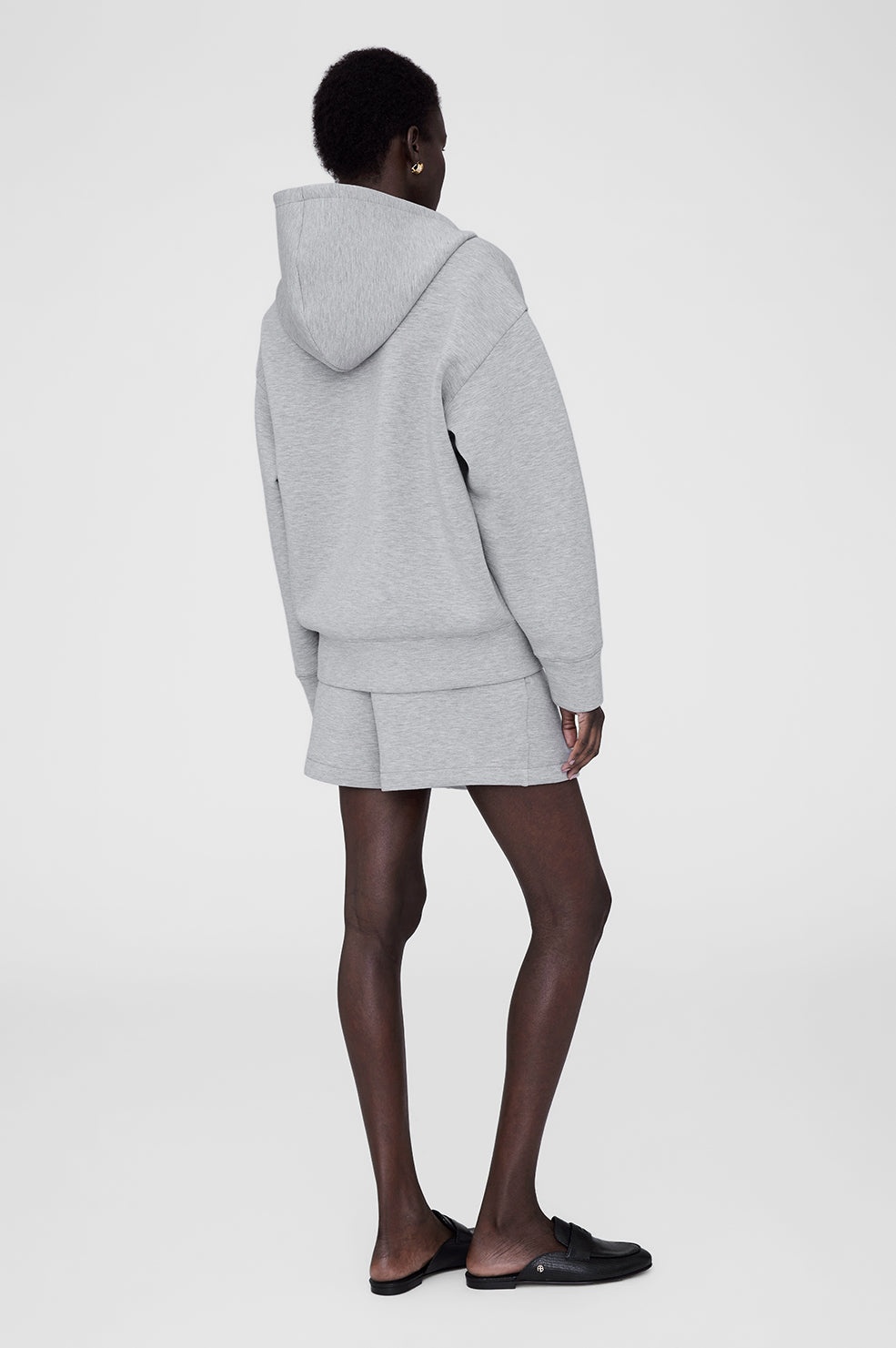 Bond Zip Up Hoodie Framed Monogram - Heather Grey - 3