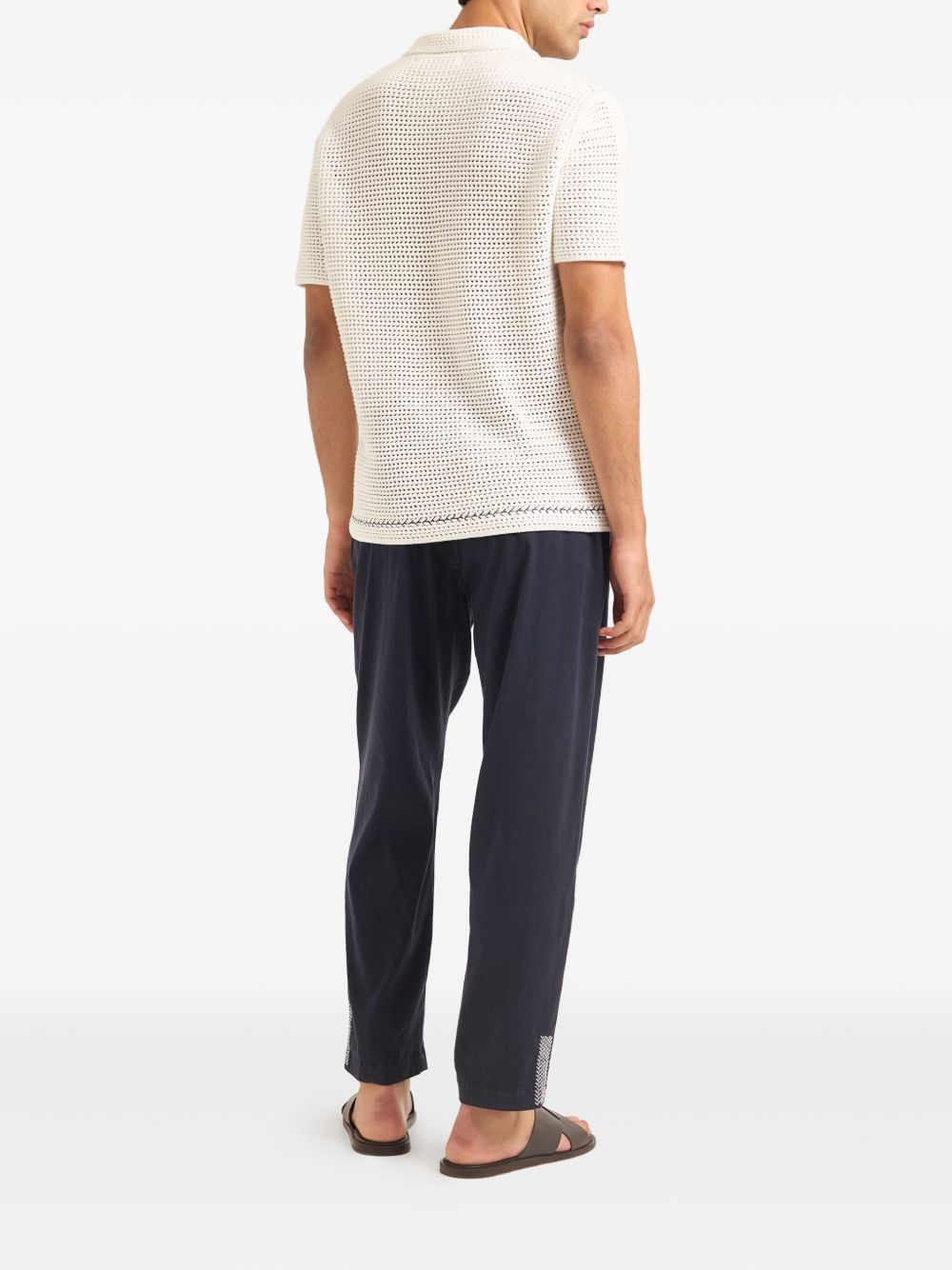 batten-stitch open-knit polo shirt - 3