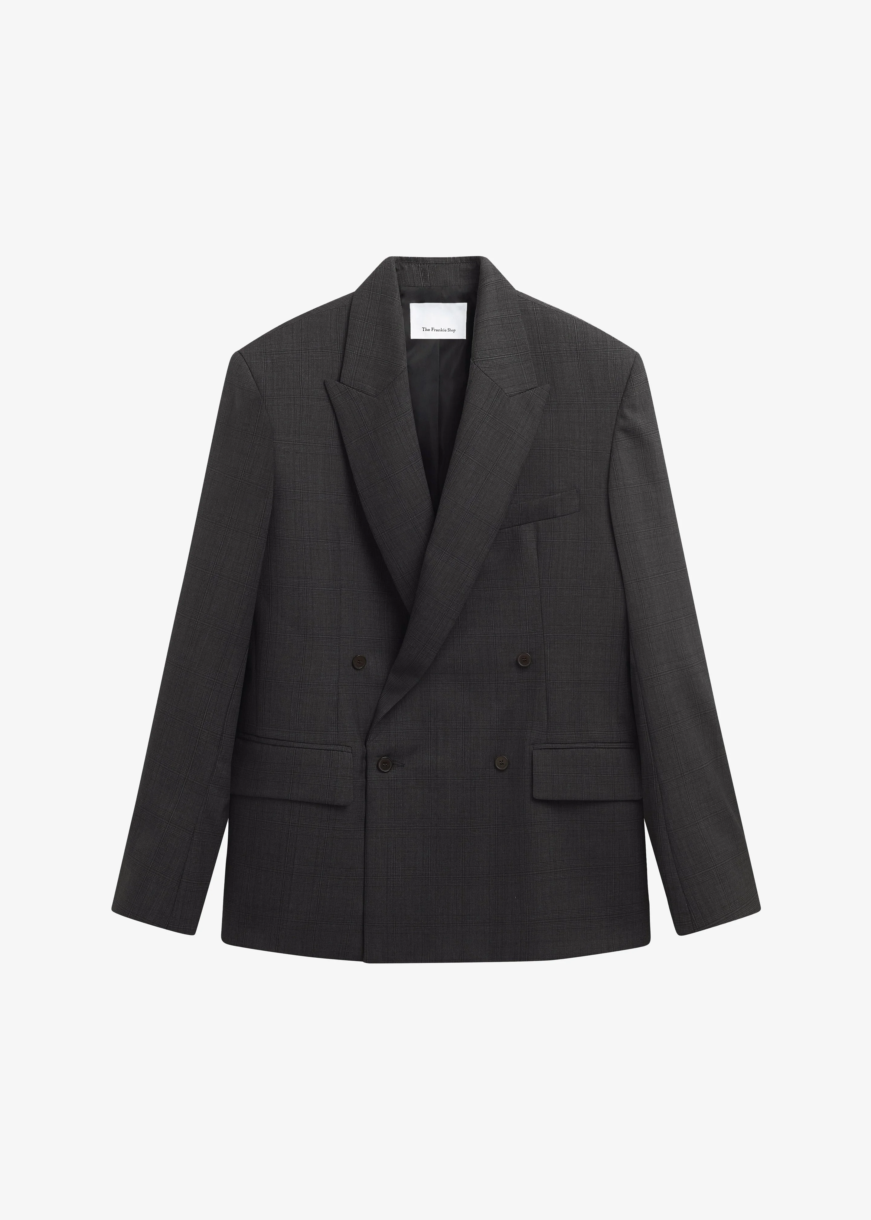 Newark Plaid Double Breasted Blazer - Dark Grey - 1