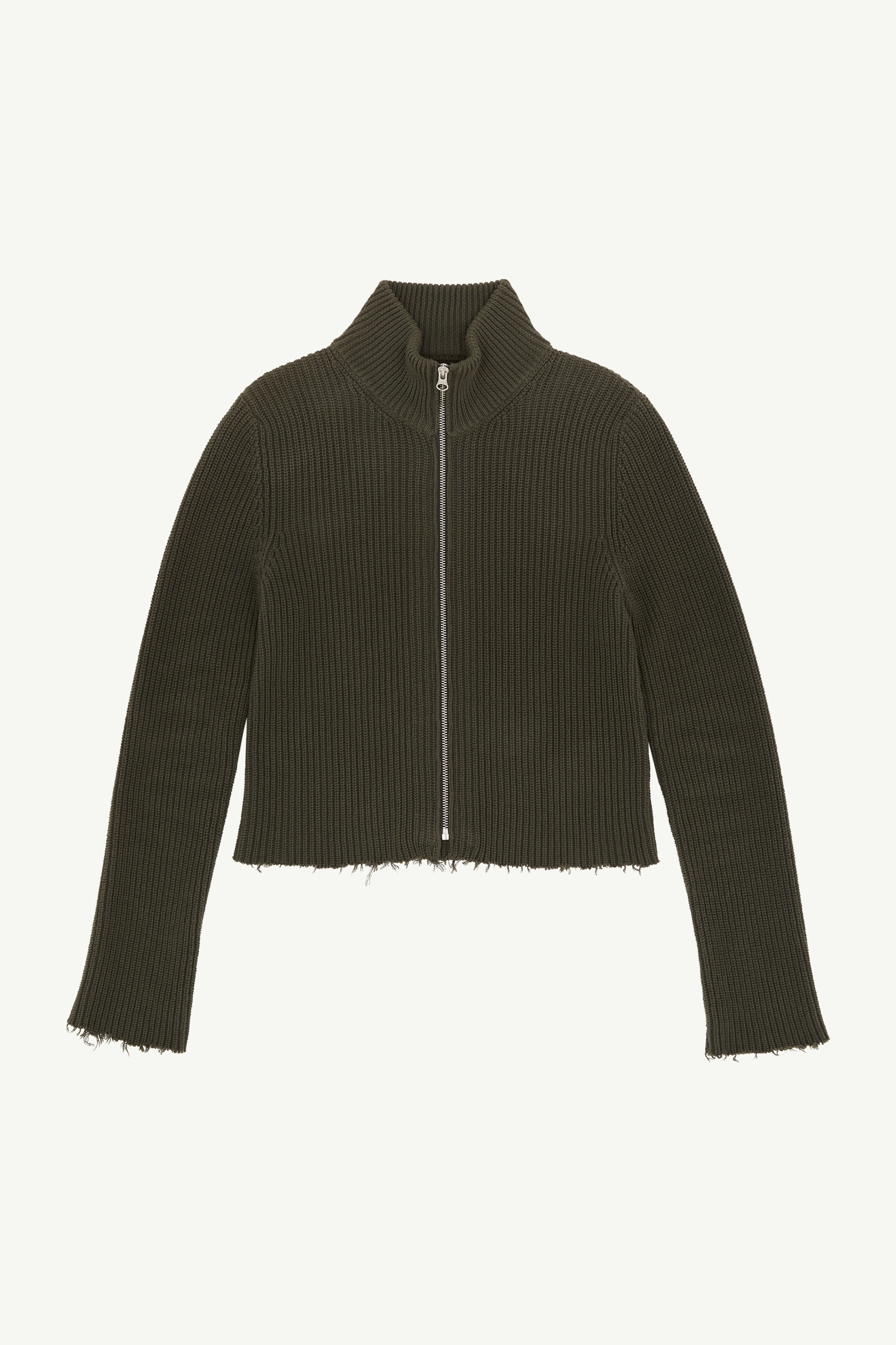 Ribbed Cotton Zip Cardigan - 1
