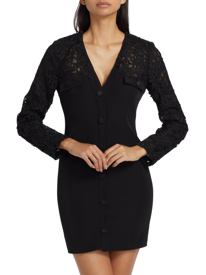 Women's Navina Lace-Trim Crepe Minidress - Black 3