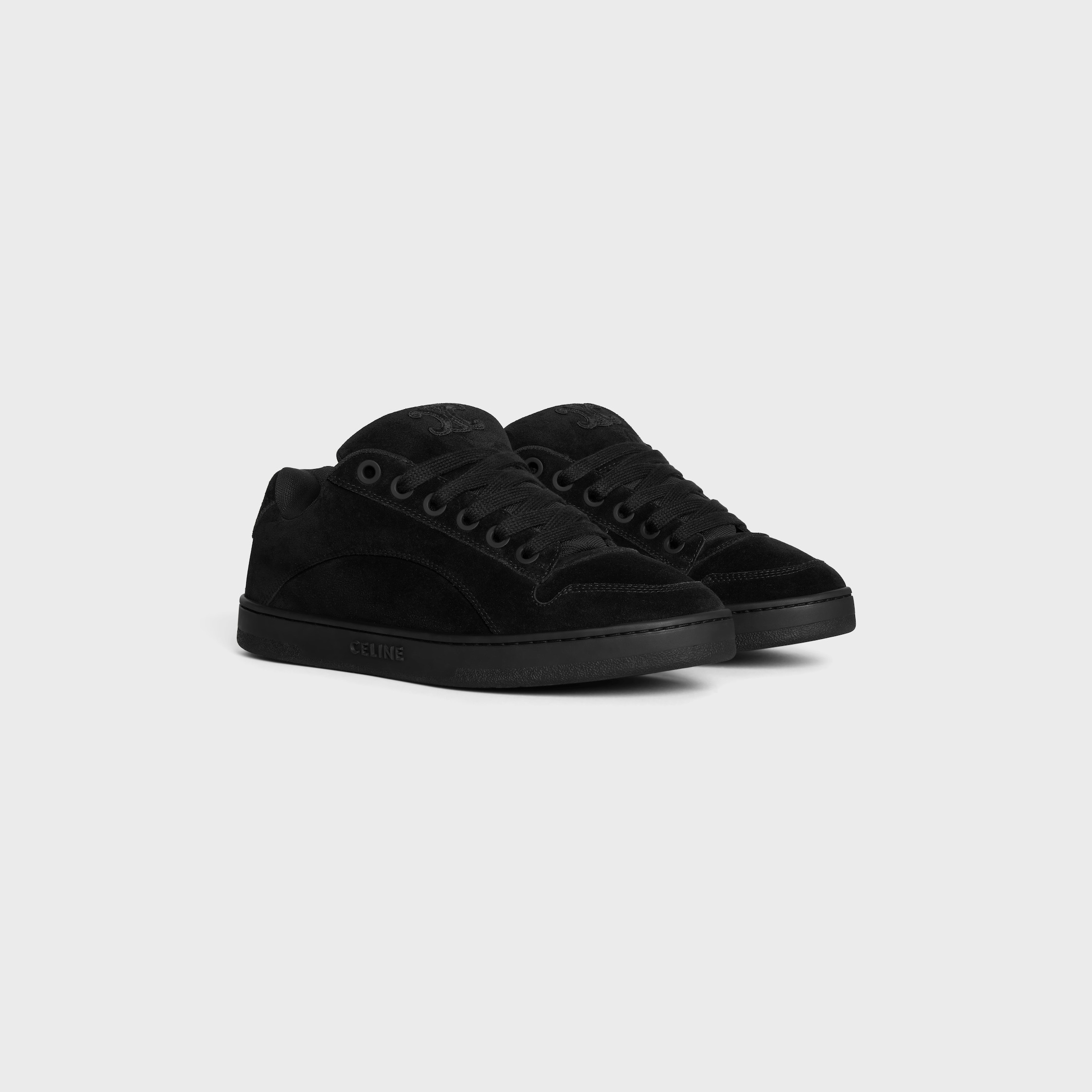 CELINE HUNTINGTON LOW LACE-UP SNEAKER in SUEDE CALFSKIN AND MESH - 2