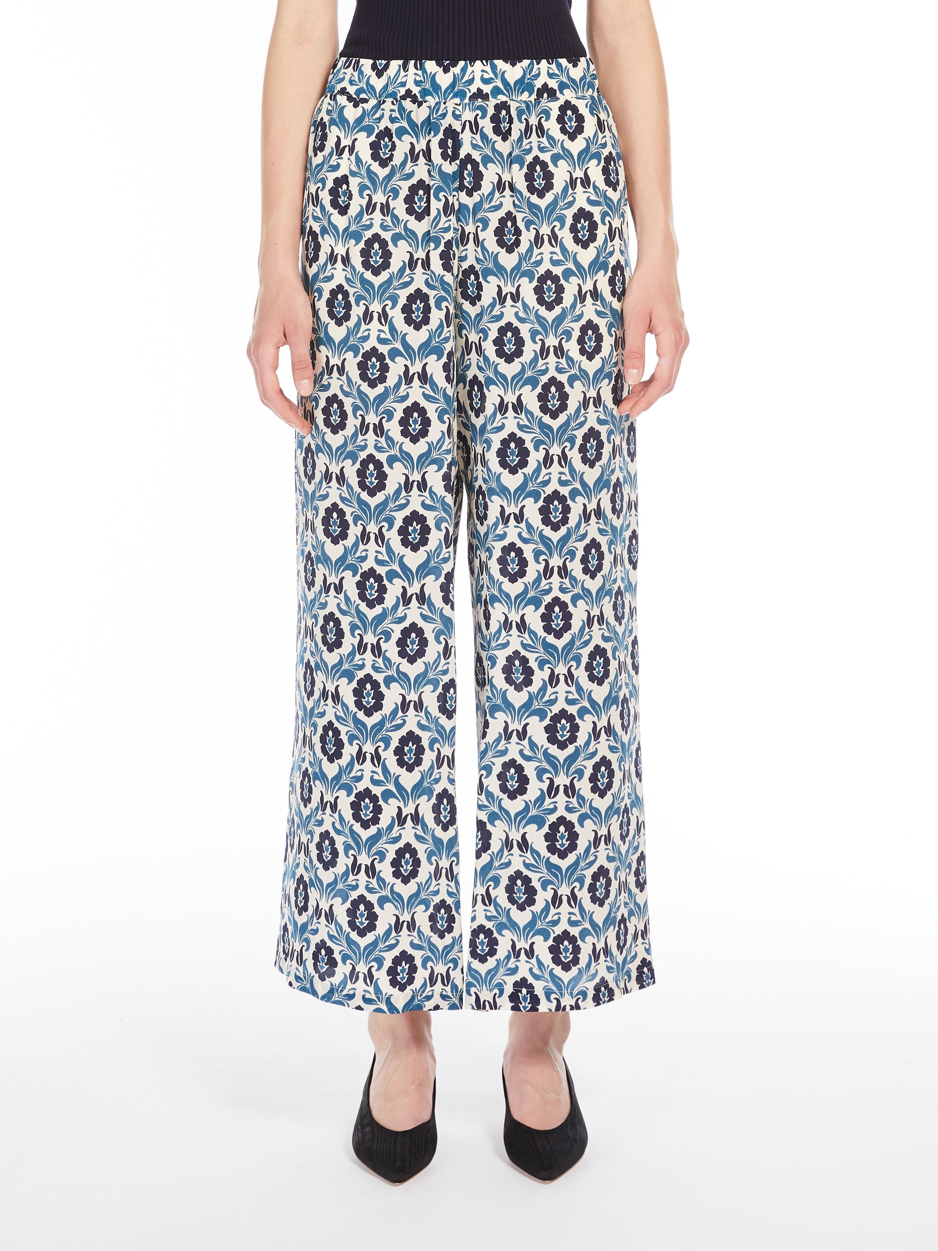 WEEKEND Max Mara EUSEBIO Printed silk cropped trousers