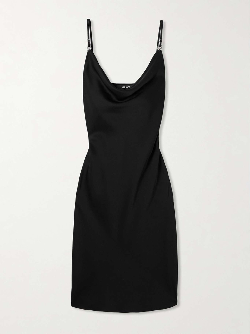 Embellished draped satin midi dress 1