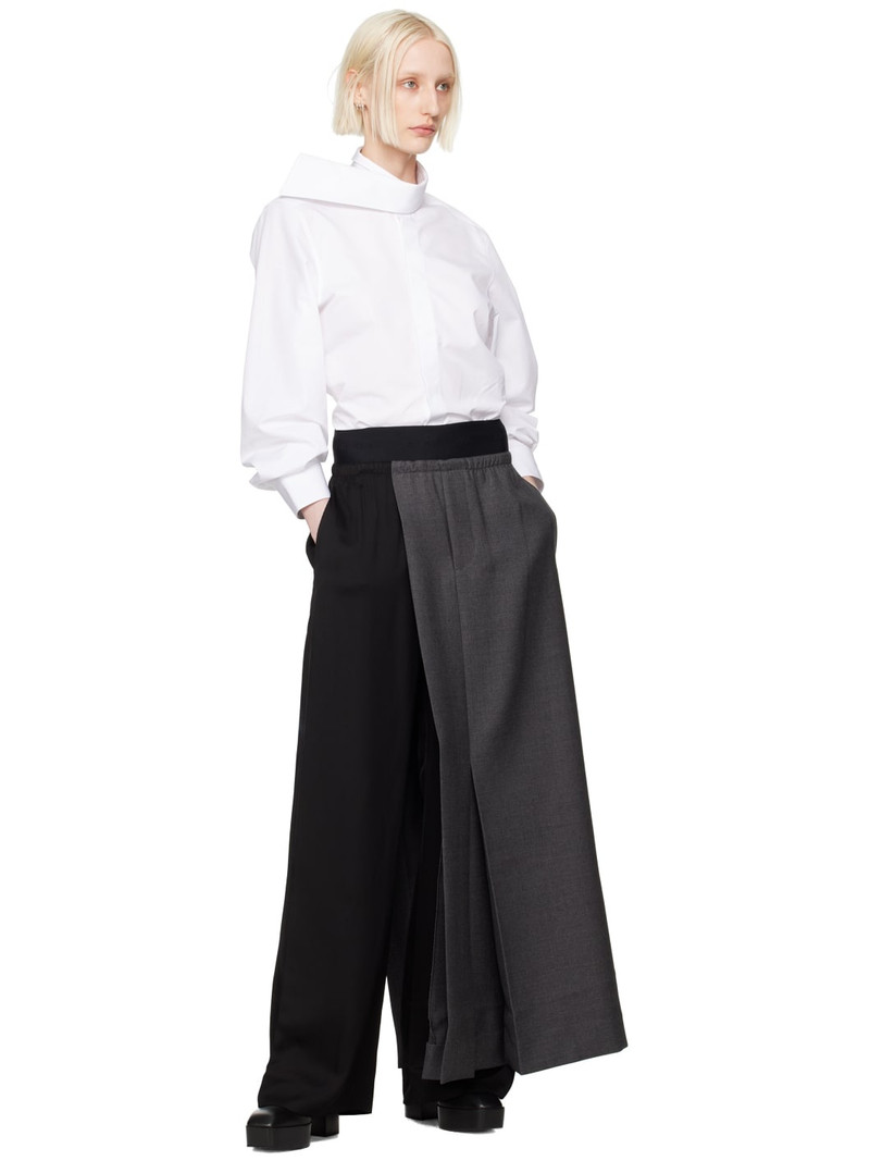 ALAINPAUL Black & Gray Half Tailored Trousers outlook