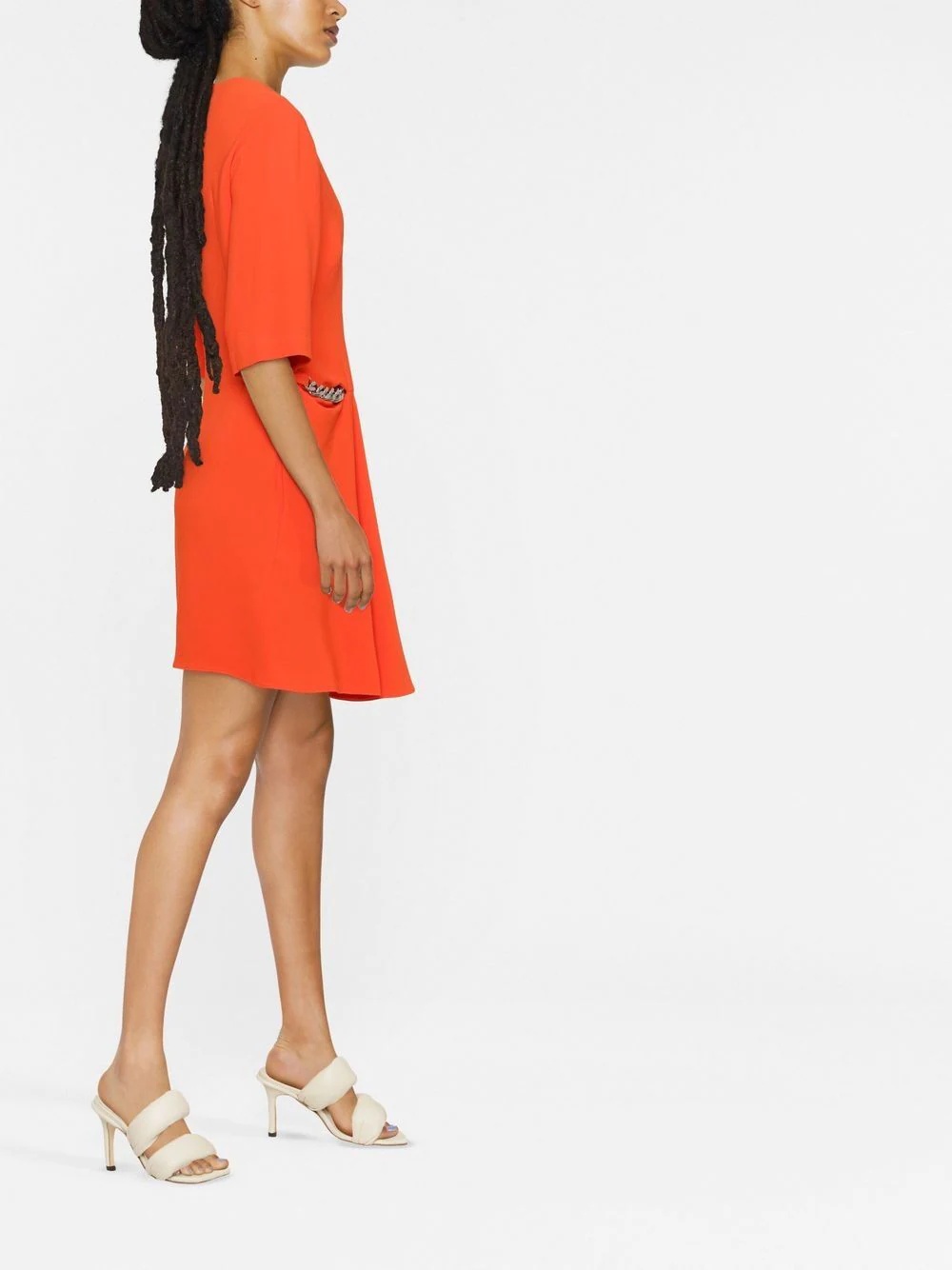 chain-detail draped mini dress - 3