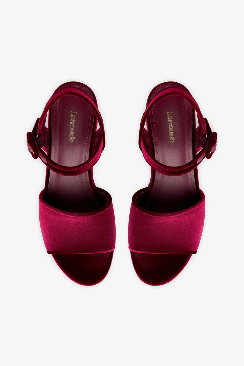 Miso Platform Strap Sandal In Wine Velvet 3