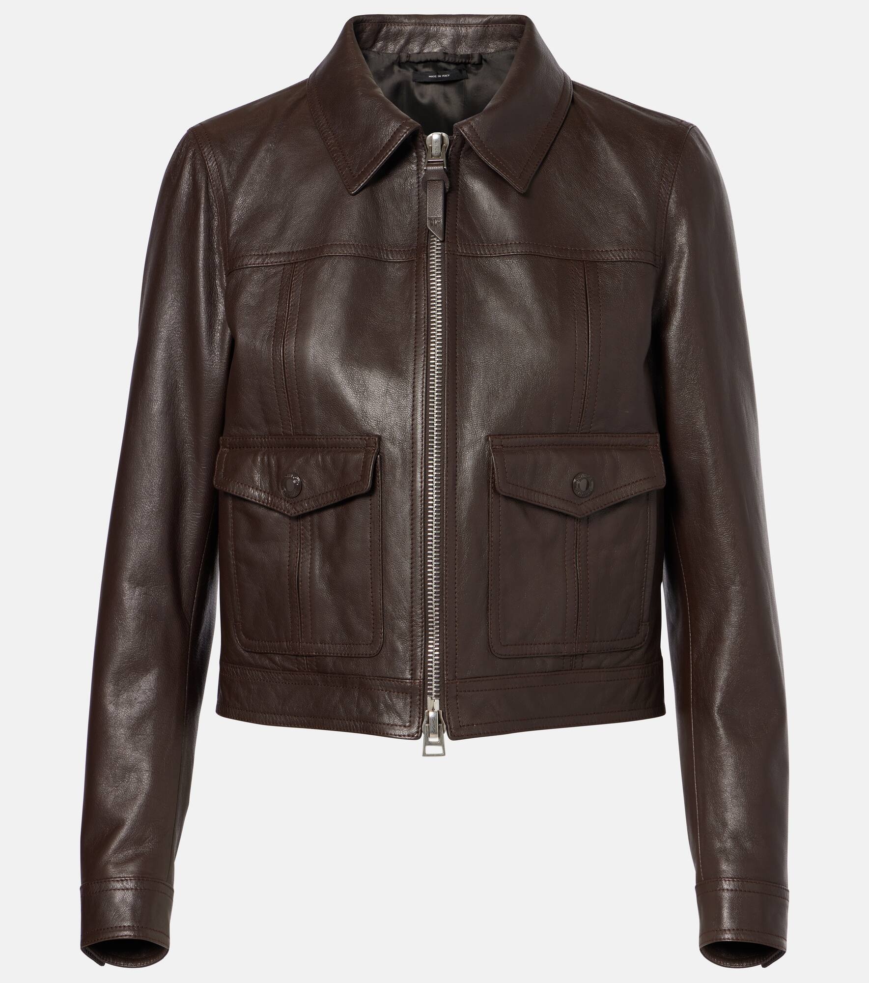 Leather biker jacket - 1
