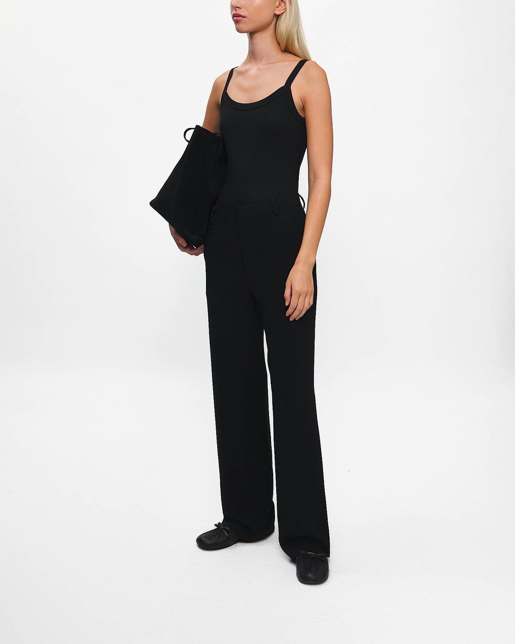 Top Fine Rib Singlet Black - 3