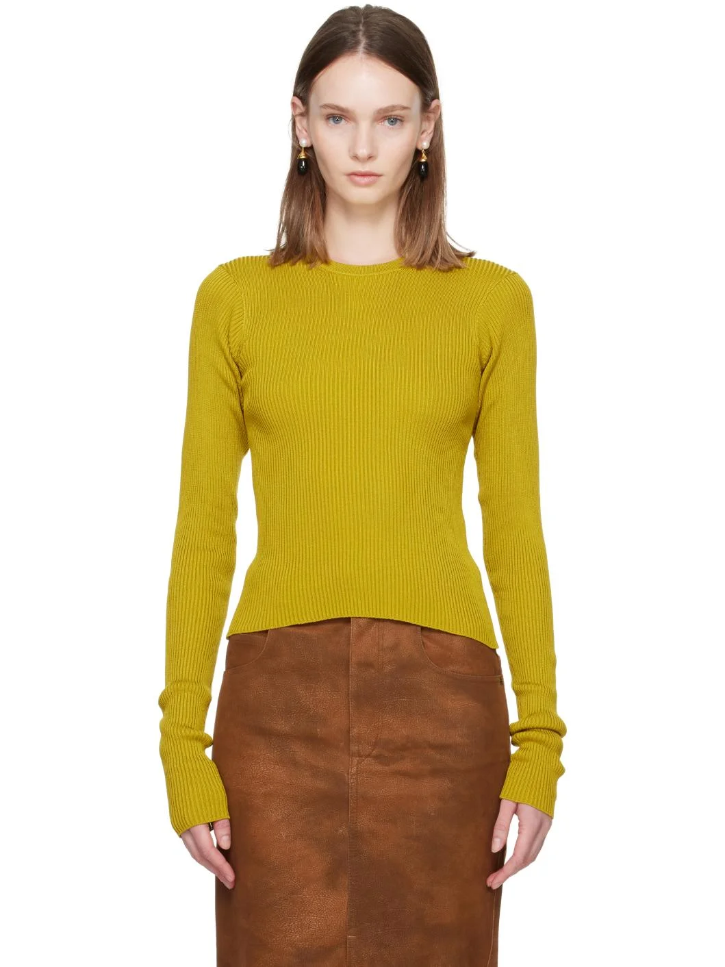 Yellow Fine Rib T-shirt - 1