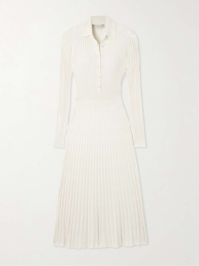 Ardor ribbed cashmere and silk-blend midi dress Ivory - 1