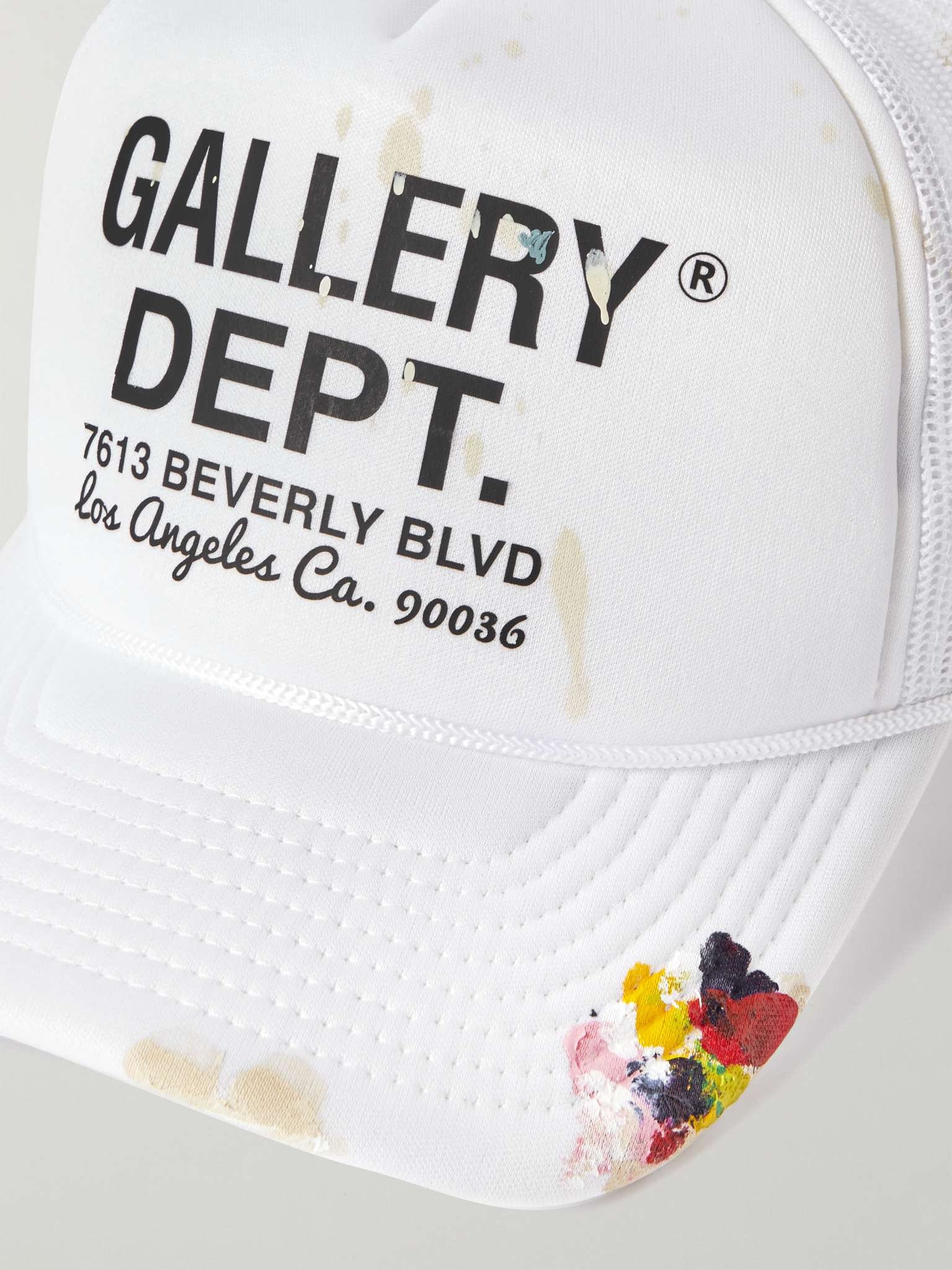 Workshop Paint-Splattered Logo-Print Canvas and Mesh Trucker Cap - 4