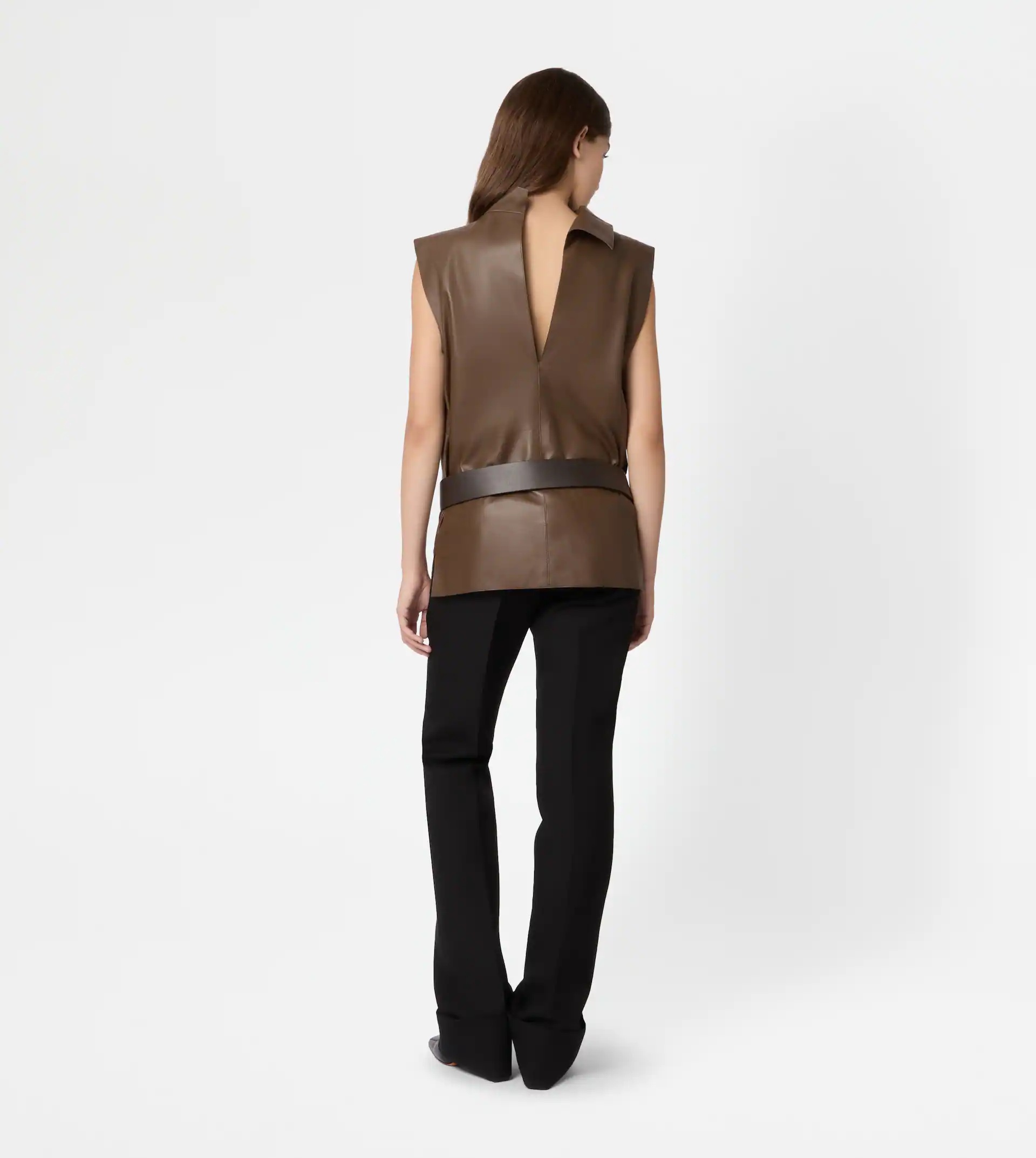 TOP IN NAPPA LEATHER - BROWN - 3