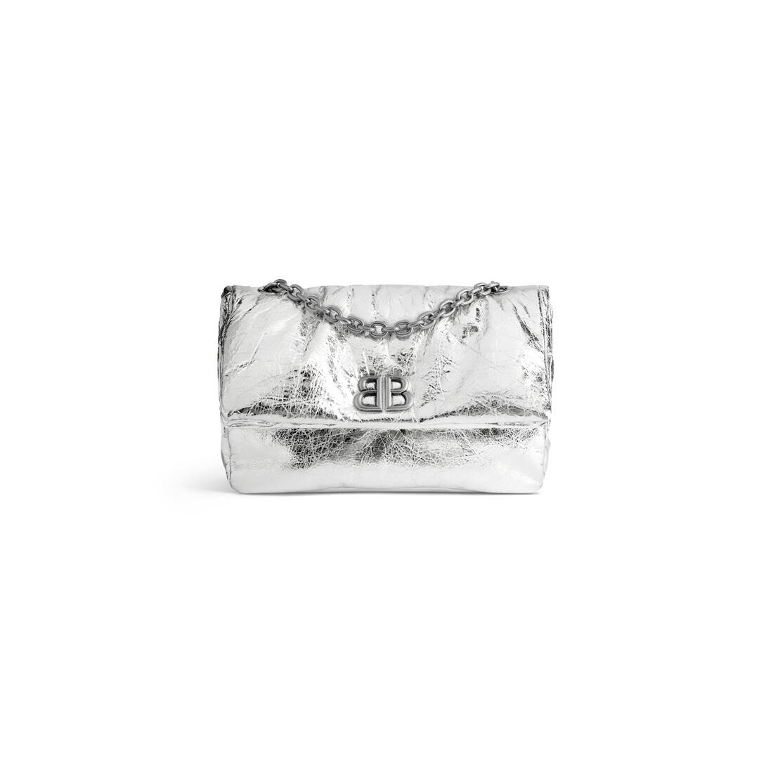 Women's Monaco Small Chain Bag Metallized  in Silver - 5