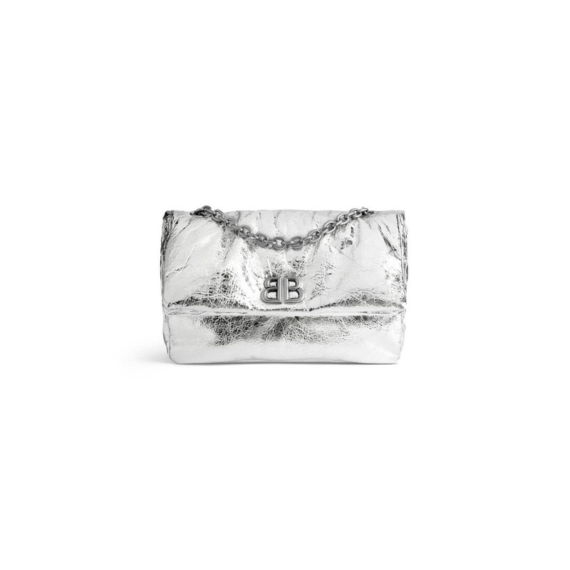 Women's Monaco Small Chain Bag Metallized  in Silver 5