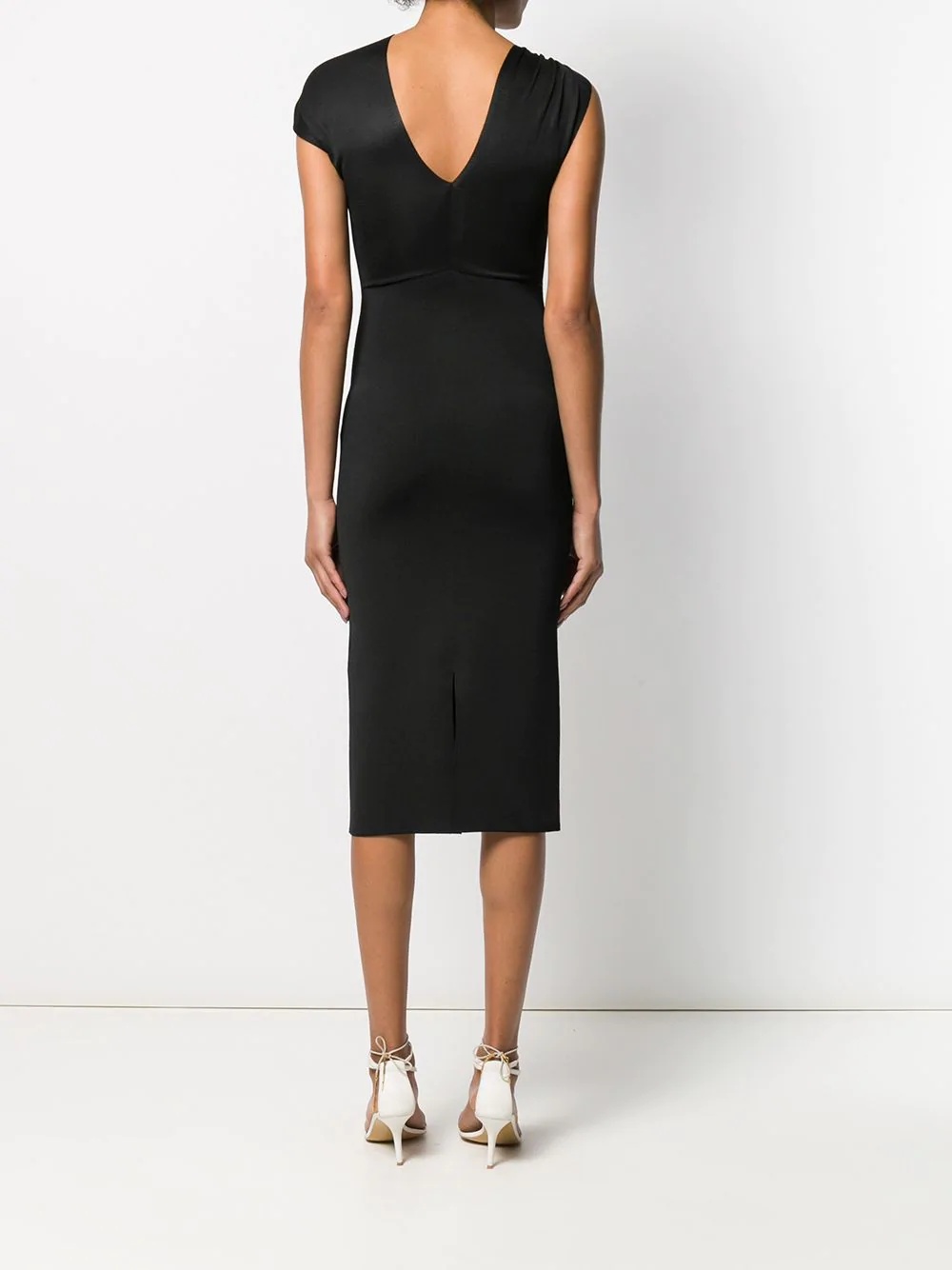 twist-neck fitted dress - 4