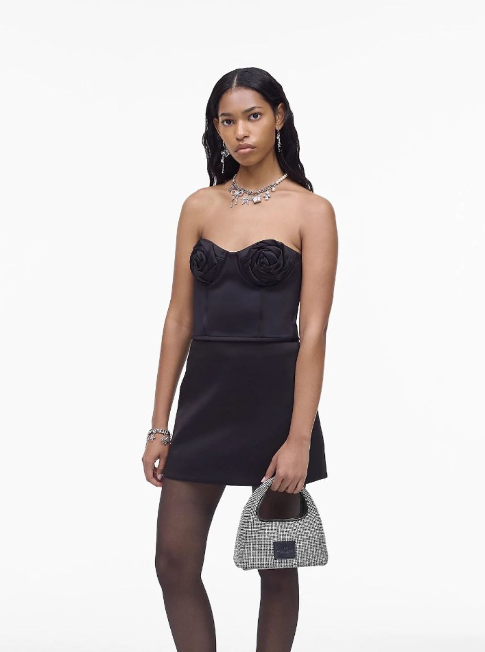 Marc Jacobs Women 'The Mini Sack' Metallic Handbag With Logo Patch On The Rear And All-Over Crystal  - 6
