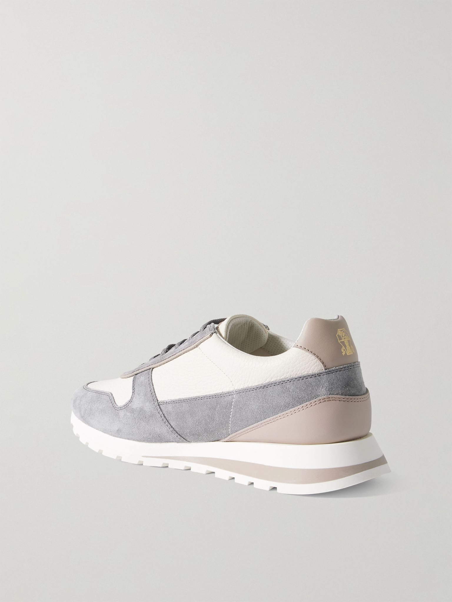 Olimpo Textured-Leather and Suede Sneakers Gray - 4
