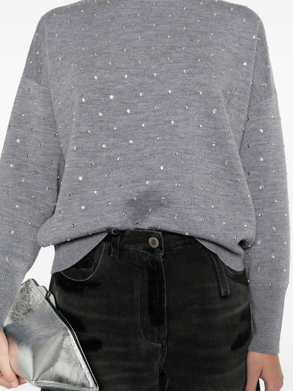 glass crystal-embellished jumper - 5