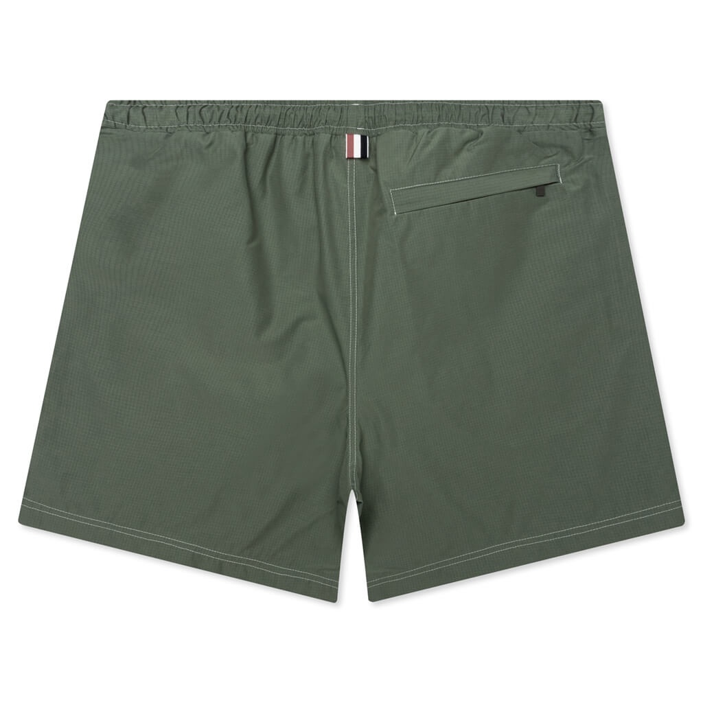 CONTRAST WHITE STITCHING TRACK SHORTS - DARK GREEN - 2