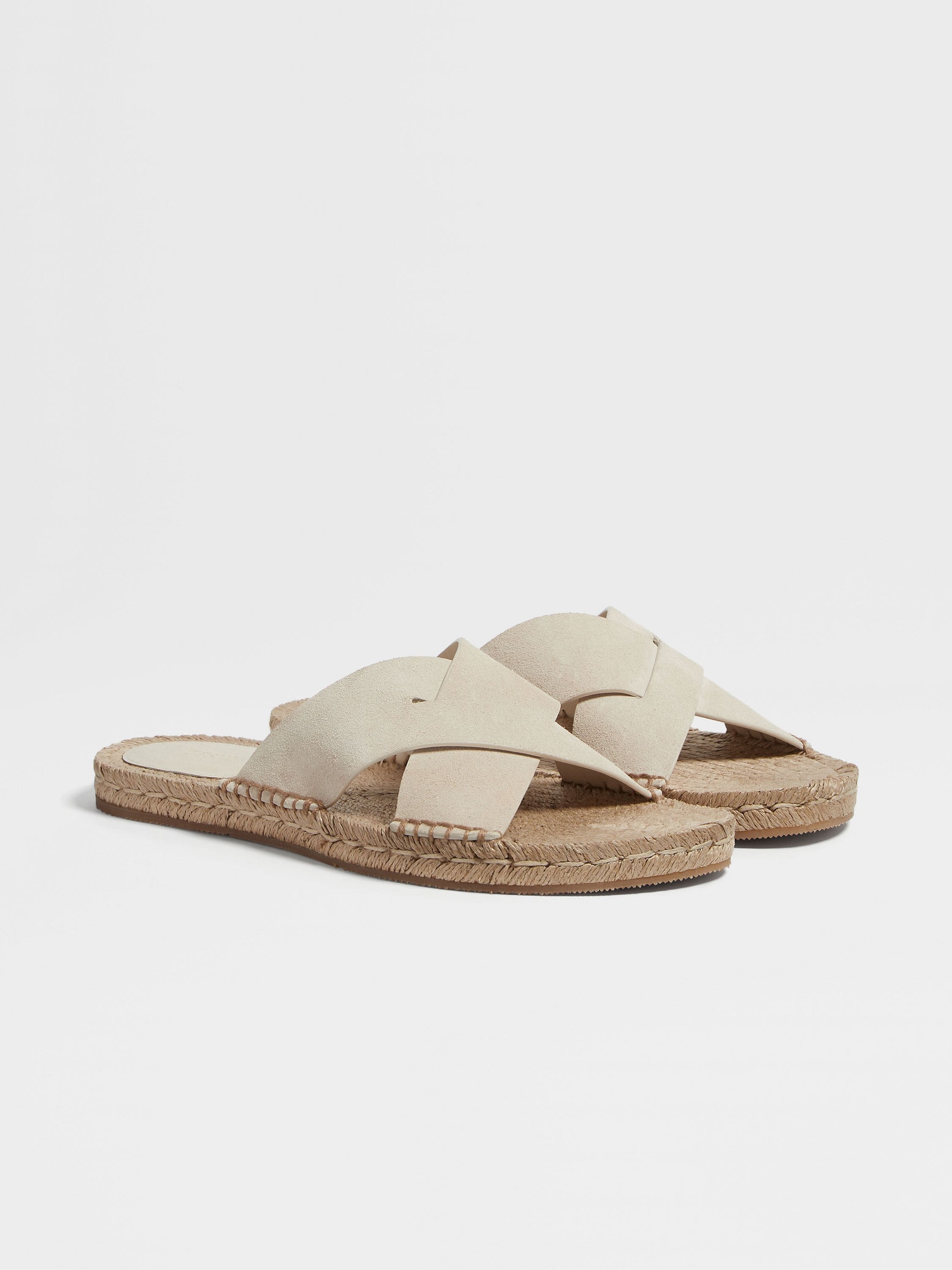 OFF WHITE SUEDE ESPADRILLE SANDALS - 3