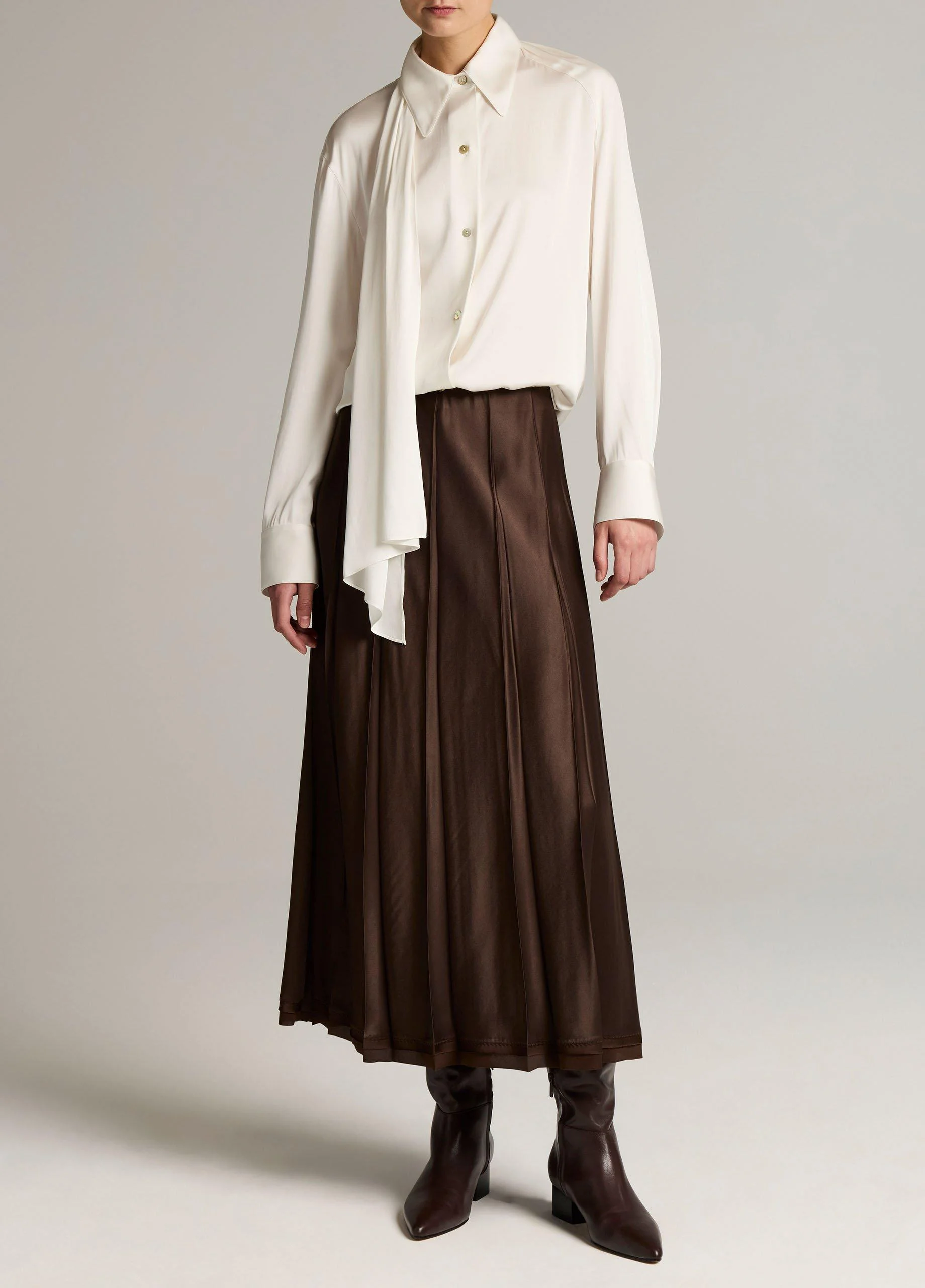 Raw-Edge Satin Skirt - 1
