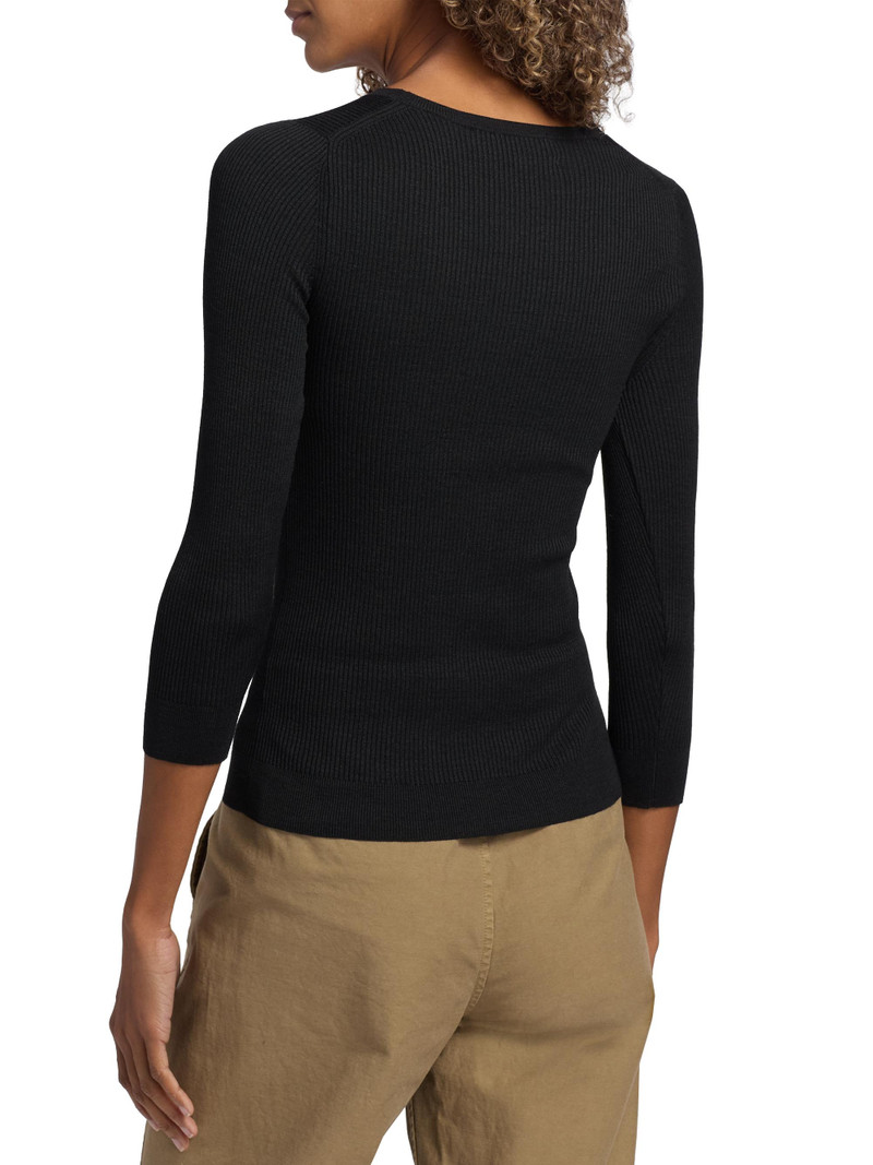 Women's Bijana Rib-Knit Silk Sweater - Black 5
